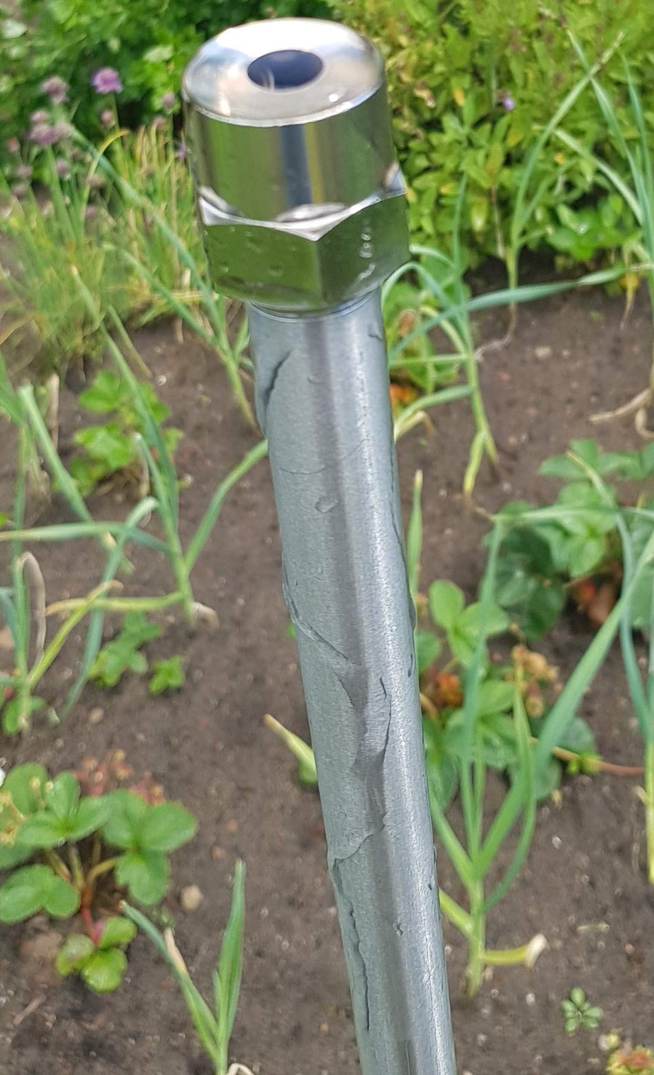 Edelstahl-Rasensprenger - Sprühregner - Pilzregner - Regnerlanze - Regenpilz - ohne Plastik oder Kunststoff - Steckkupplungs-Anschluss - ca. 1400 mm Gesamthöhe