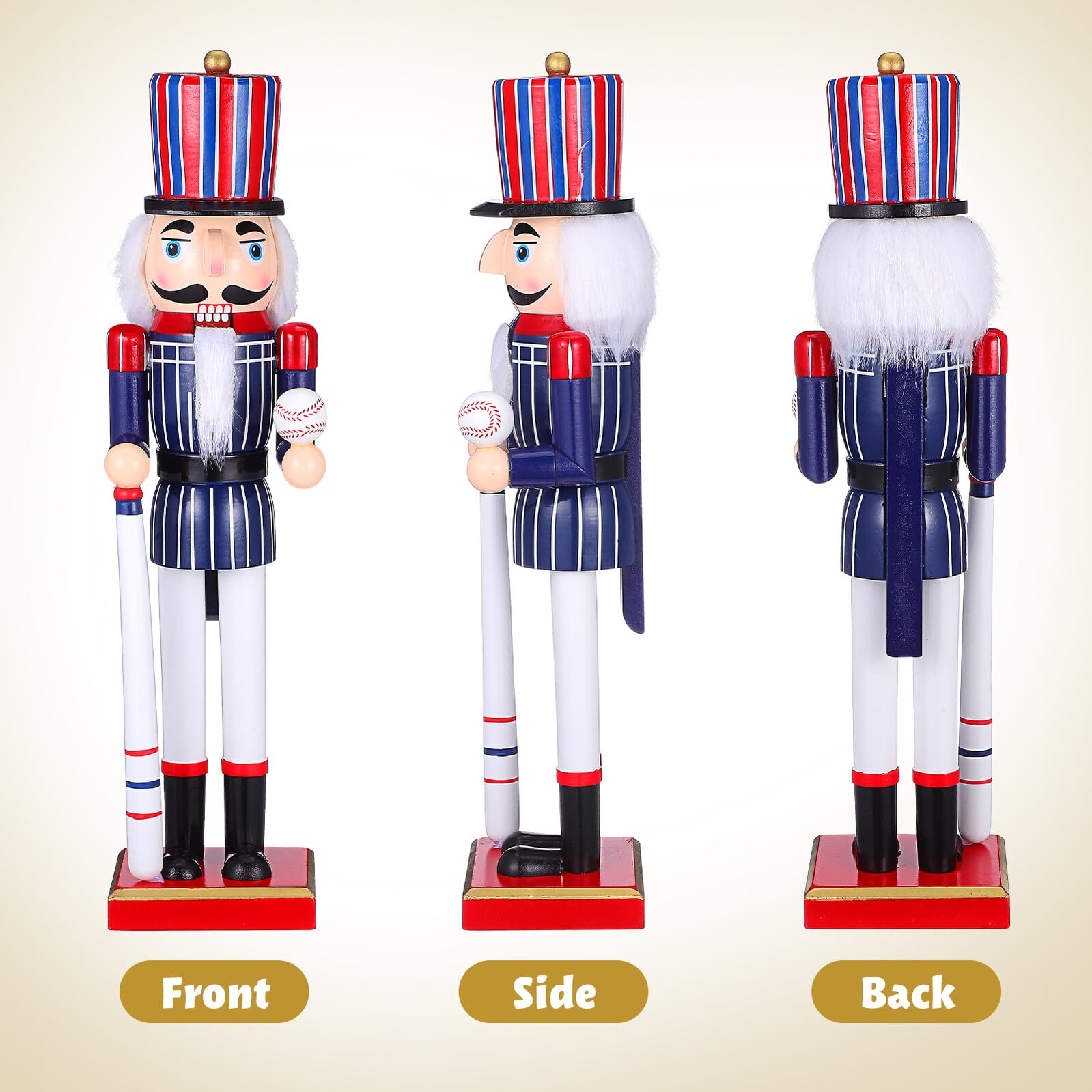 Veemoon Casse-Noisette Bois Figurine Décorative Style Sport avec Balle de Baseball Objet de Décoration de Bureau pour Fêtes