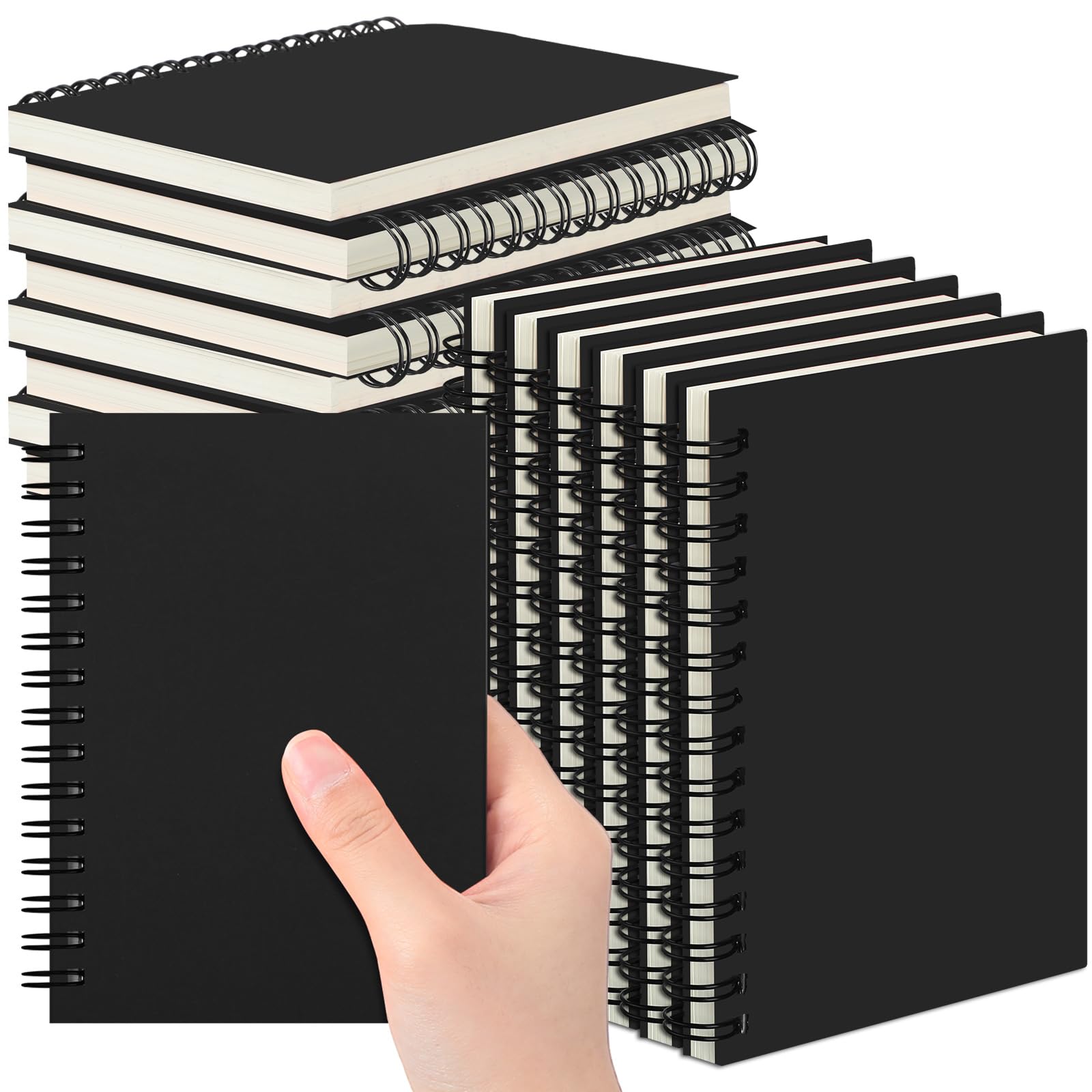 Qilery Confezione da 36 piccoli taccuini a spirale A6, piccoli diari da scrivere, 100 fogli a righe da 100 fogli, per viaggi, ufficio, scuola (nero)