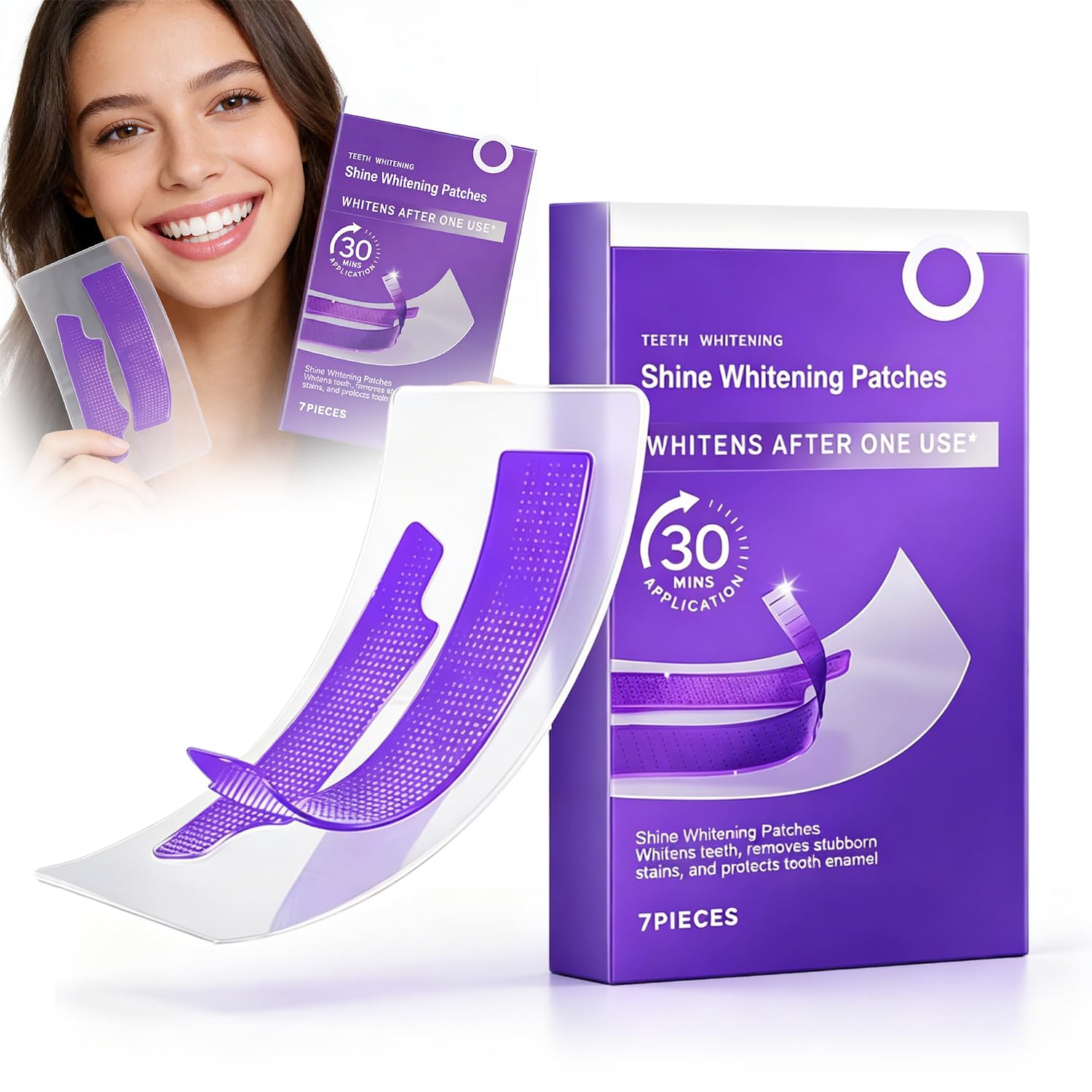 7 Stück Whitening Strips Lila– Teeth Whitening Strips Bleaching-Streifen zur Sanften Entfernung von Verfärbungen und für Strahlendere Praktische Einzelverpackungen C35-01-1