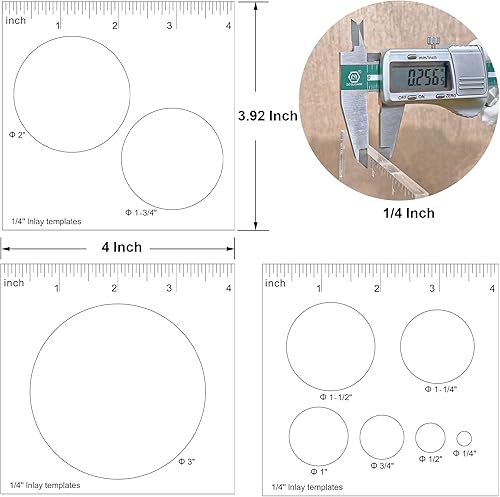 Miniatura 2 de Plantillas circulares 9 en 3 para carpintería, decorativas y enrutadoras y decorativas (paquete de 3 círculos)