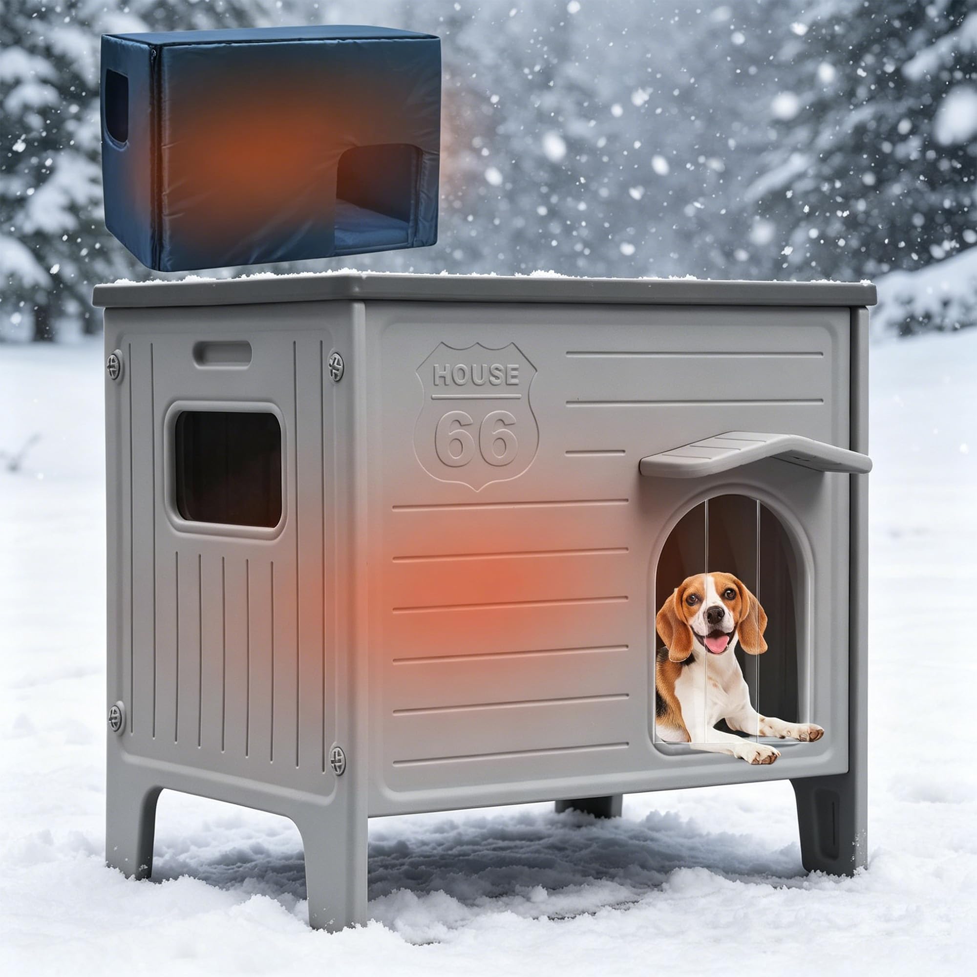 Rockever Insulated Dog House for Outside, Weatherpoof Outdoor Indoor