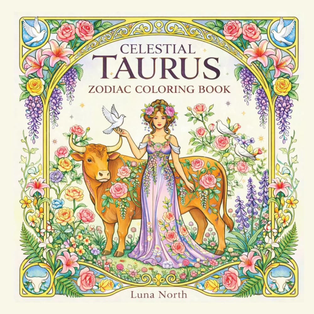 Celestial Taurus Zodiac Coloring Book: 40 Intricate Illustrations for Adults, Teens — Perfect Taurus Birthday Gift for Astrology Lovers — Stress ... (The Star Sign Coloring Gift Collection)