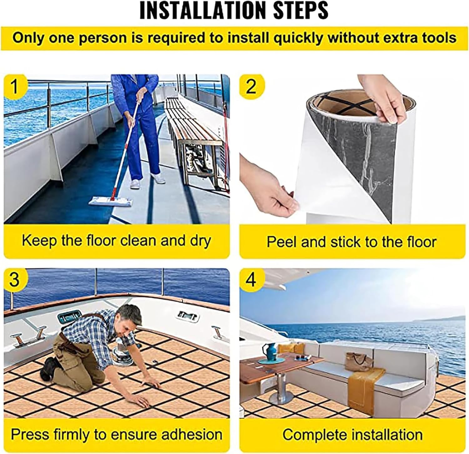 Boat Decking Mat 6mm Diamond Cutable EVA Boat Flooring Mat with Sticky Backing, Non-Slip Waterproof Marine Flooring, for Bass Boats, Yachts & RVs,Color 6,190 * 70cm