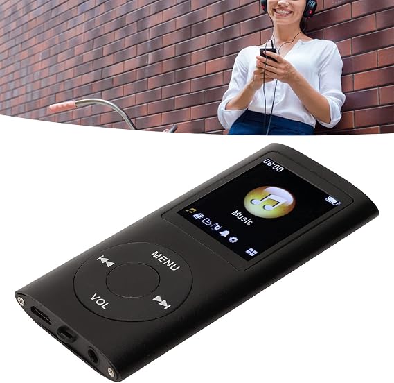 MP3 Player Stylish Multifunctional Lossless Sound Slim 1.8 Inch LCD Screen Portable MP3 Music Player (Black)