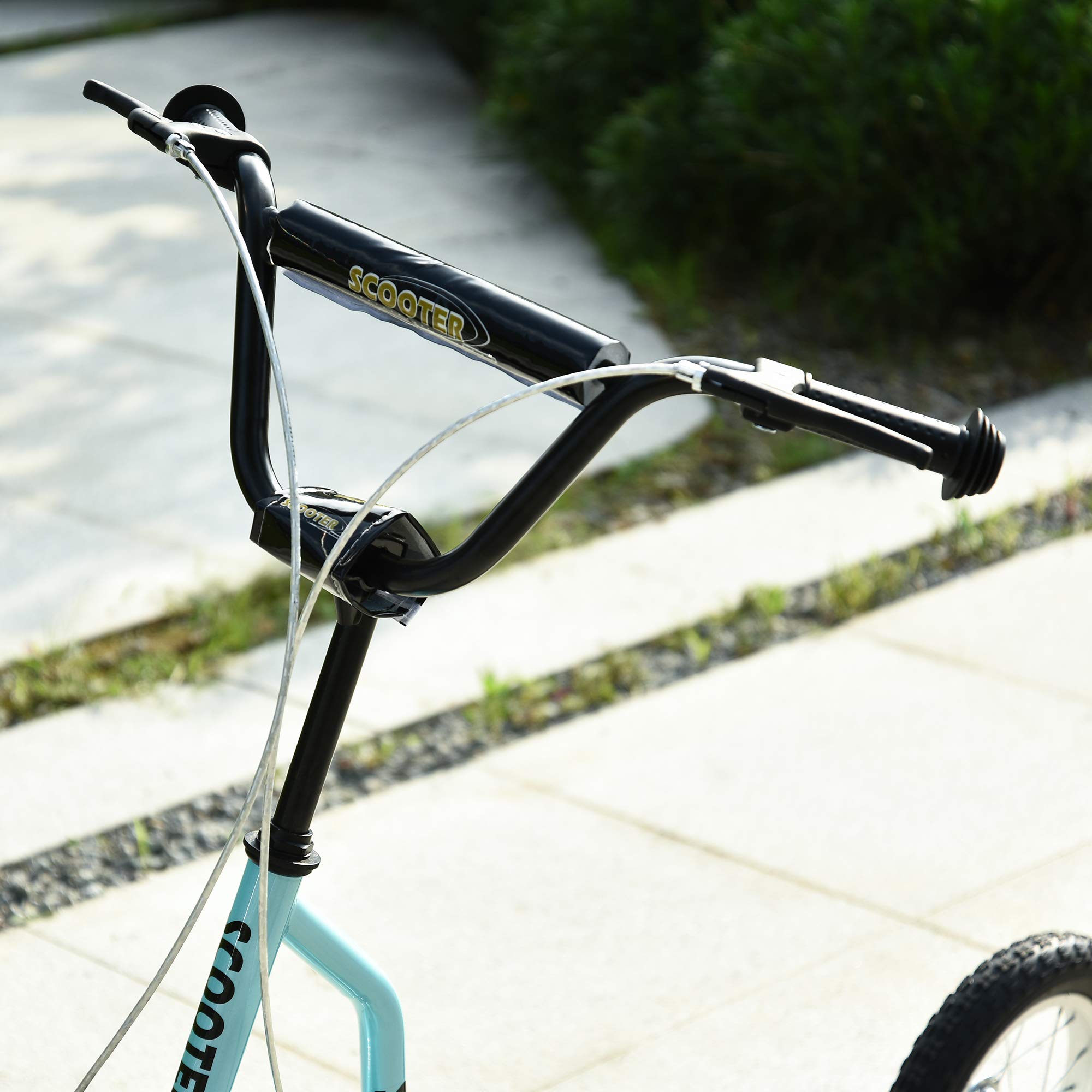 HOMCOM Kinderroller mit Verstellbarem Lenker Handbremse 16 Zoll | Großen Rädern, Kickscooter Cityroller, für Jungen und Mädchen ab 5 Jahre, Scooter Tretroller, Metall