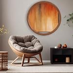 Miroir en bois rond de 28'', miroir circulaire, décoration murale de style Boho, miroir pour pépinières. Miroir suspendu, miroir décoratif, miroir mural rustique pour chambre, salon, hall d'entrée, bureau à domicile, chambre pour enfants (Brown)