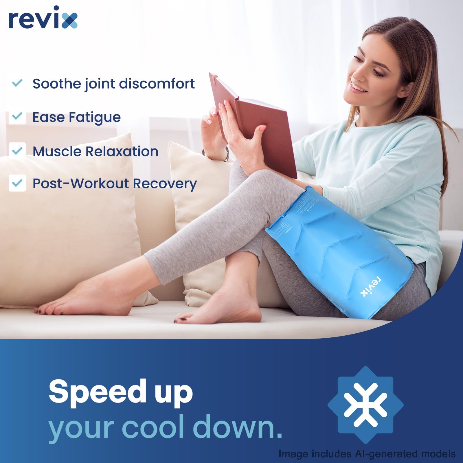REVIX Hip Ice Pack Wrap do zapalenia bólu bursitis Wielokrotnego użytku Cold Pack do wymiany biodra, miękki pluszowy zimny kompres do urazów ramion tyłu biodra uda i kolana