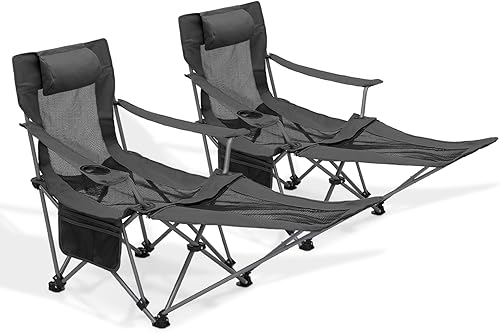 MoNiBloom Silla de campamento reclinable plegable portátil con reposapiés para adultos, al aire libre, playa, senderismo, pesca, sala de estar,