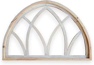 Ranch Junkie Farmhouse Half Moon Wooden Wall Window Wood Window Wall Decor Mountain Ridge (Large)