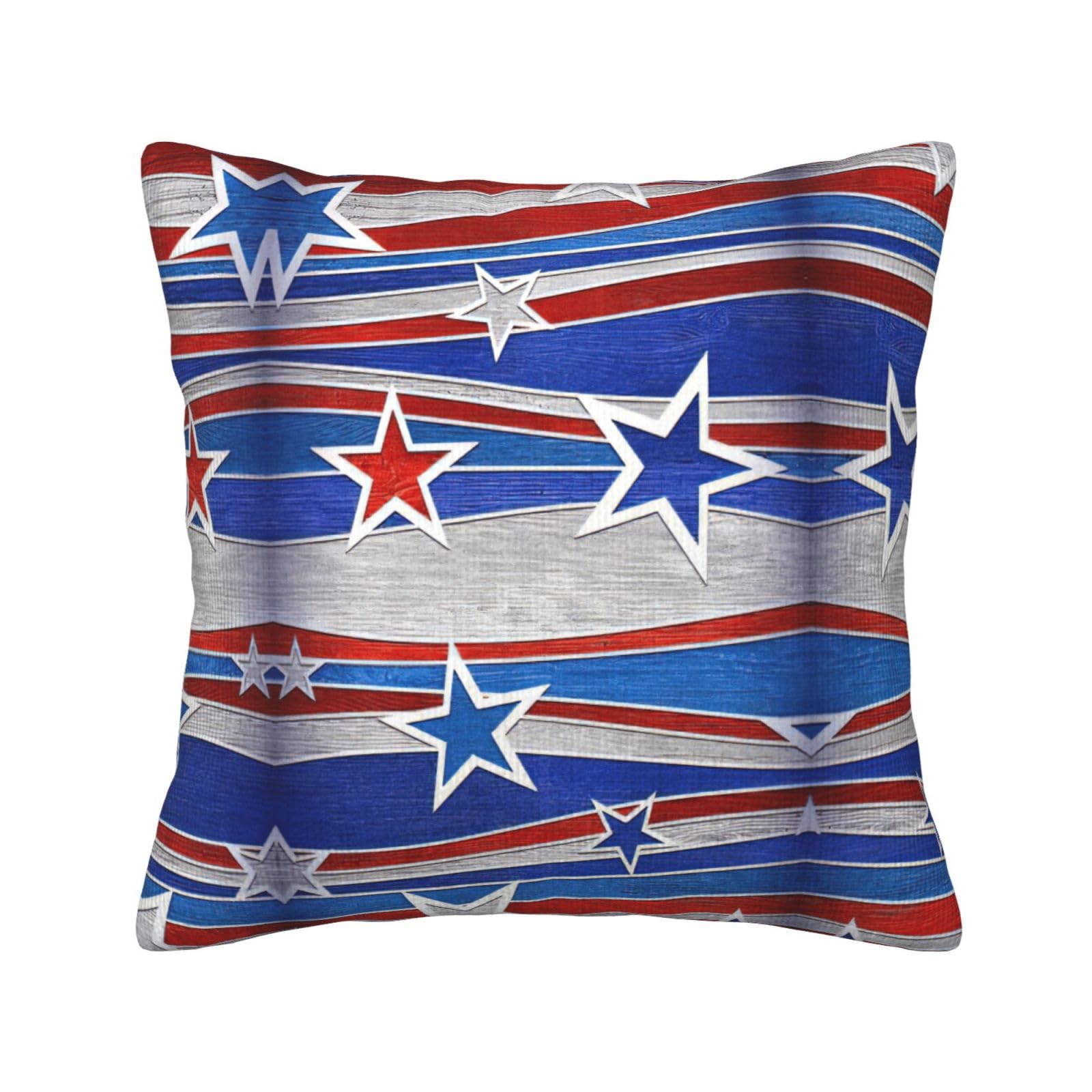 Housse de coussin velours côtelé haut de gamme à motif étoiles patriotiques
