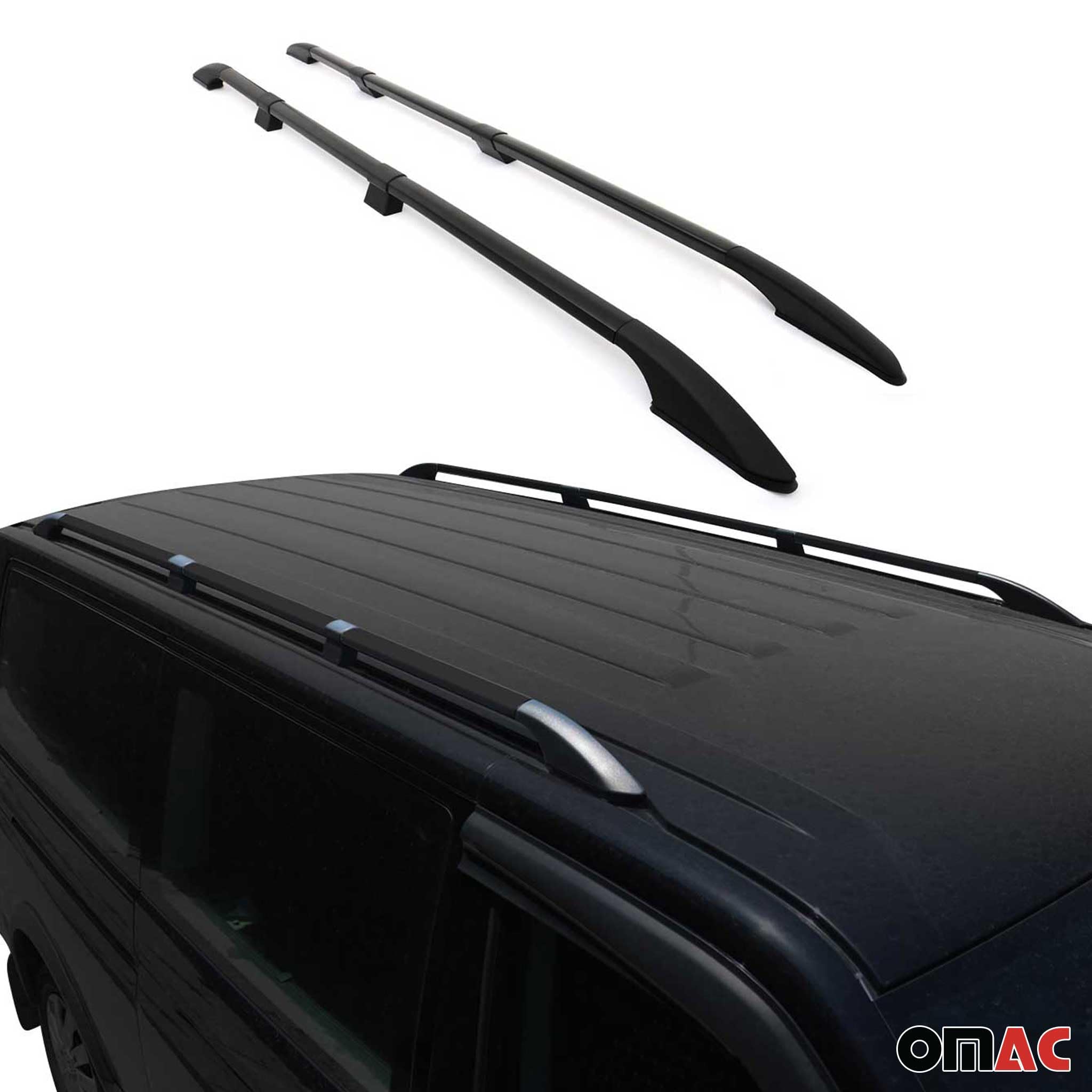 OMAC Barras de Techo Barras de Techo Compatibles con VW Caddy Maxi 3 2003-2015 L2 Langer RS ALU Negro