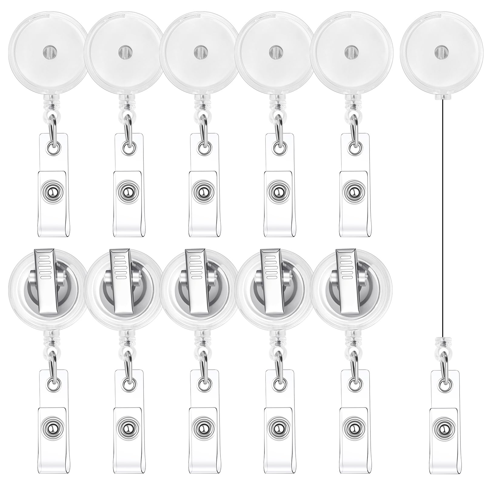 50 Pieces Retractable Badge Reels with Swivel Alligator Clip, Badge Reels Holder Badge Reel Clips(Translucent Clear)