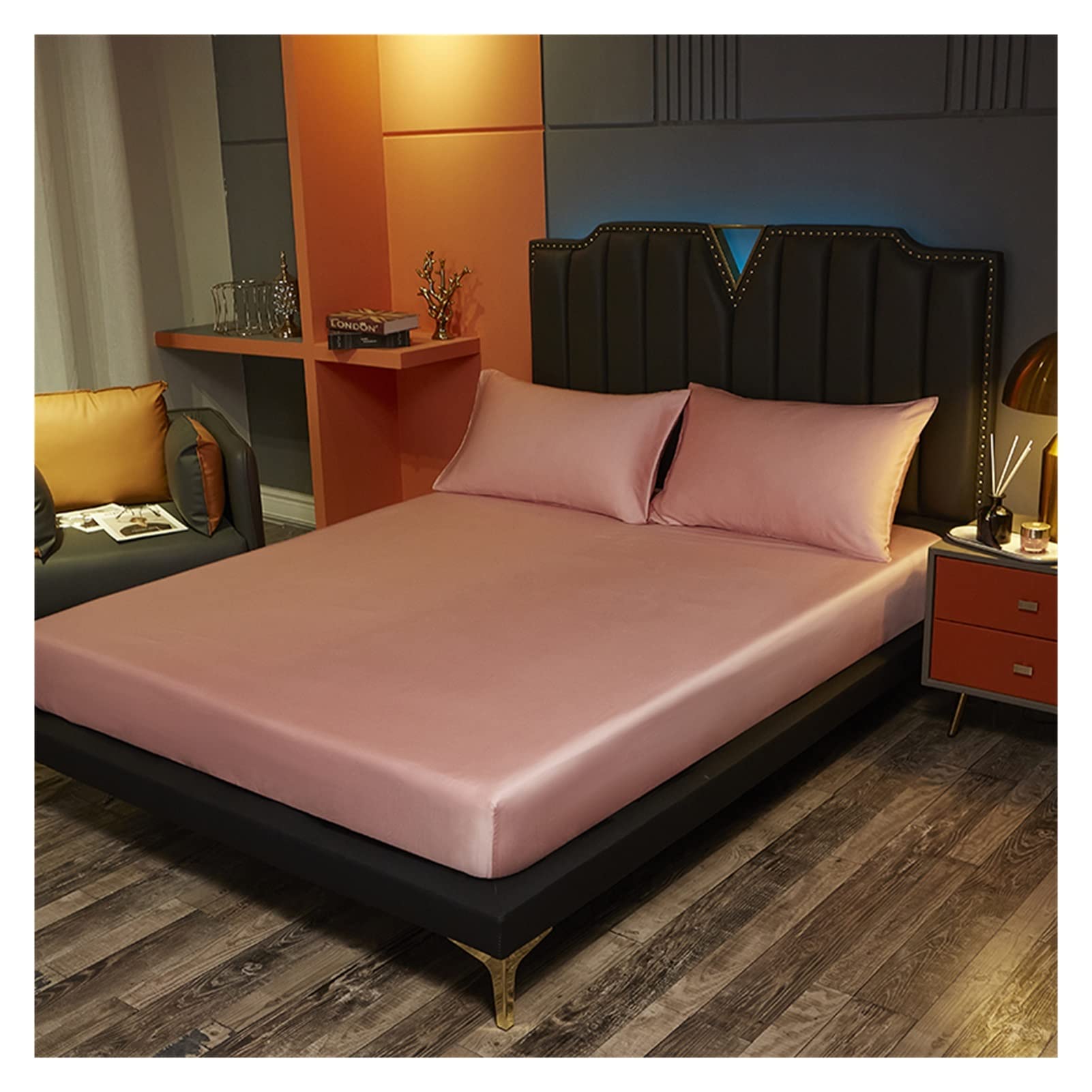 Lenzuola Rinfrescanti Lenzuolo con angoli in seta profonda 25 cm Coprimaterasso in vera seta Dimensioni personalizzate Lenzuola di lusso di fascia alta(Khaki,200x220x25cm)