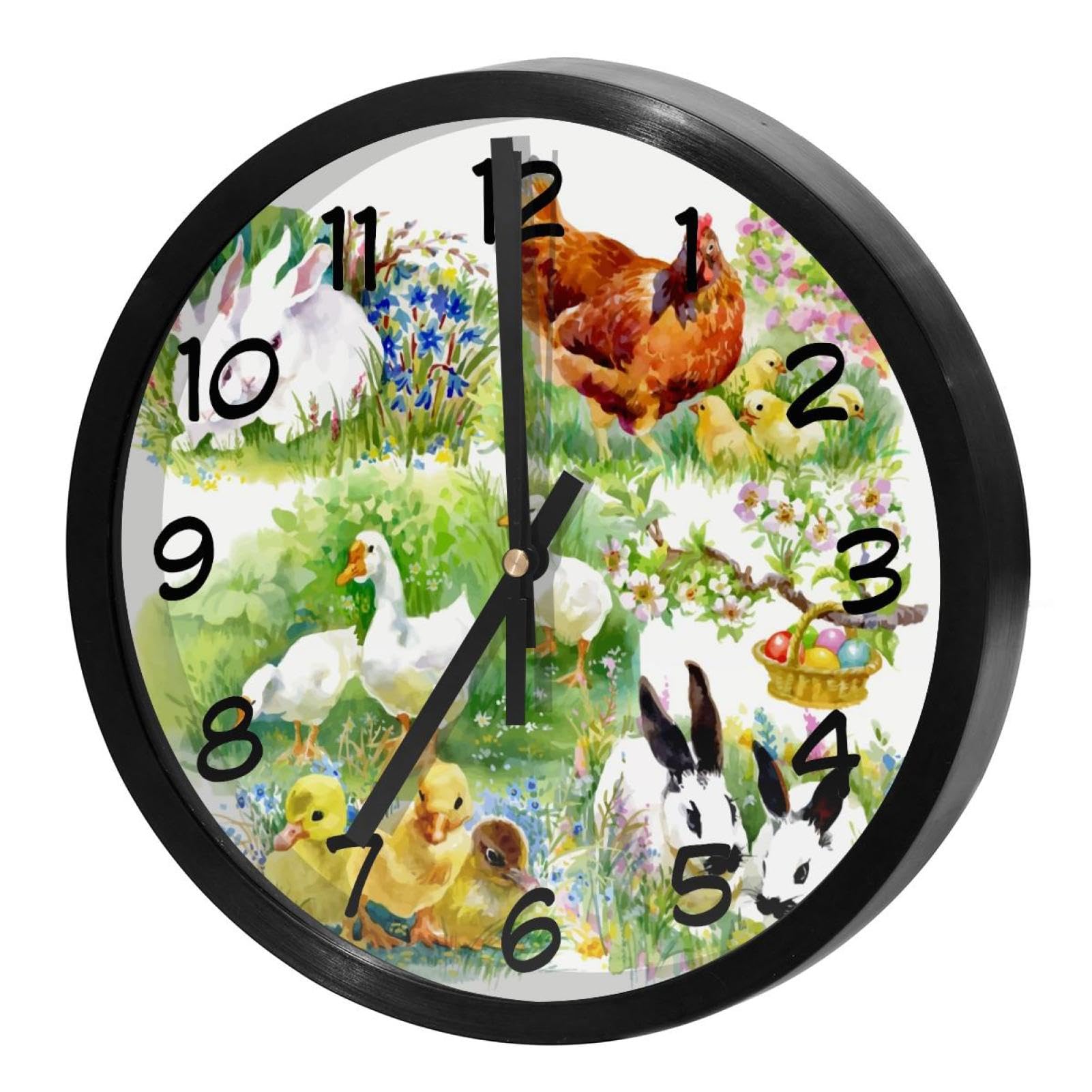 Horloge murale silencieuse à quartz animaux de la prairie pour la cuisine et la maison