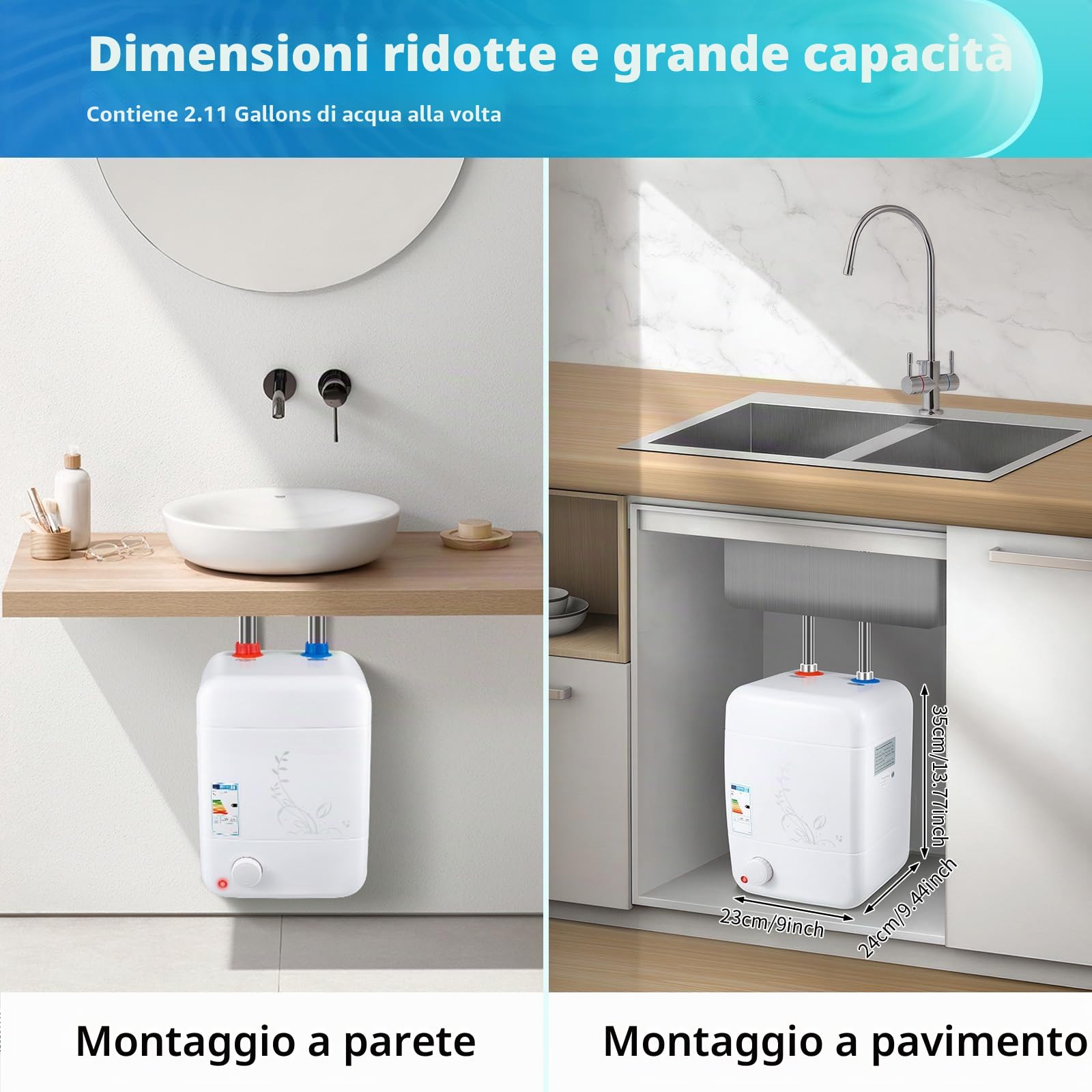 Electric Hot Water Storage, scaldabagno, scaldabagno regolabile sotto i 30 – 75 ℃, per scuole, parrucchieri, cucine