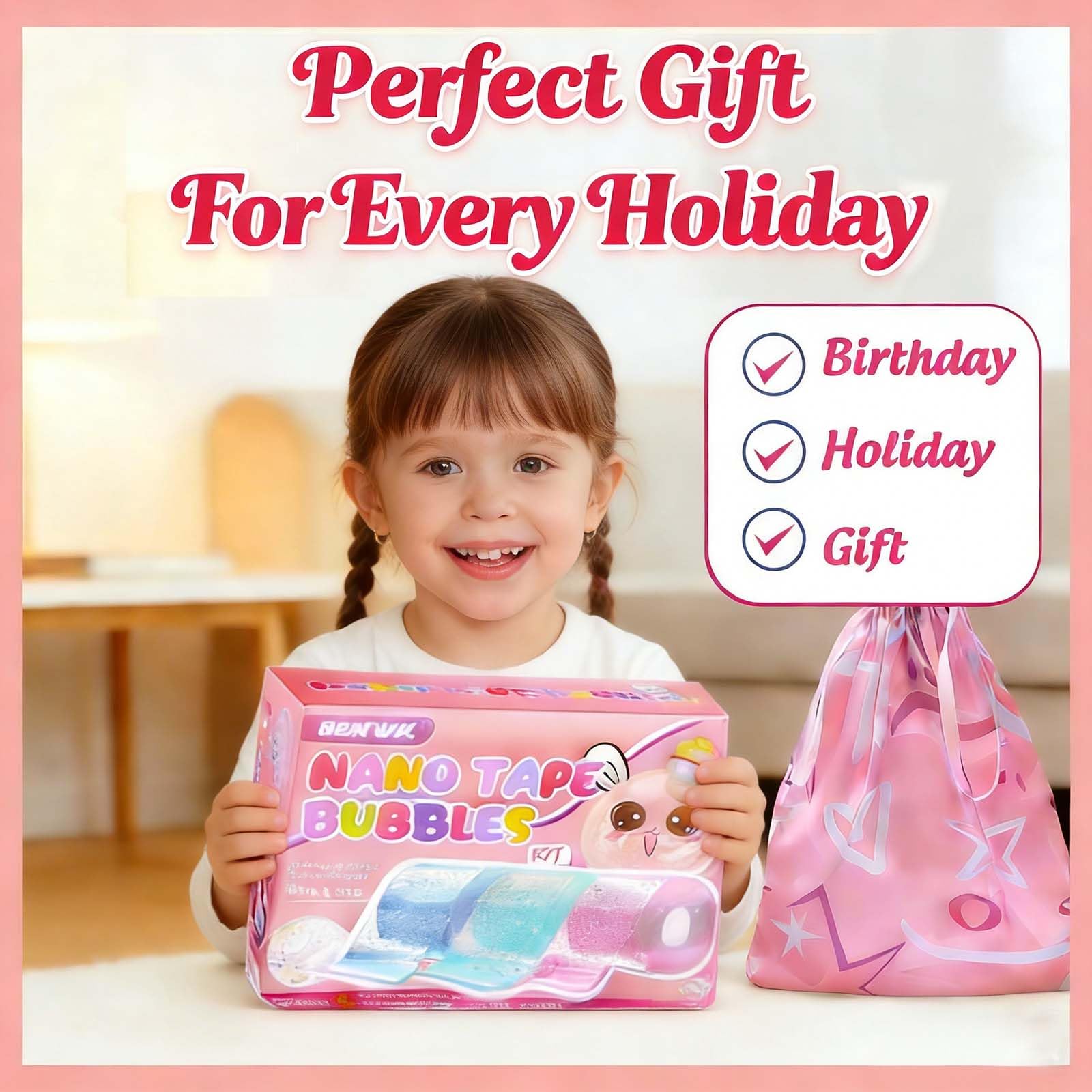 BENWIL Nano Tape Bubble Kit for Kids, Squishy Making Maker Kit, Birthday Gifts for 4 5 6 7 8 9 10 Year Old Girls Girl, Kids Toys for Girls 4-6 6-8 8-10 10-12