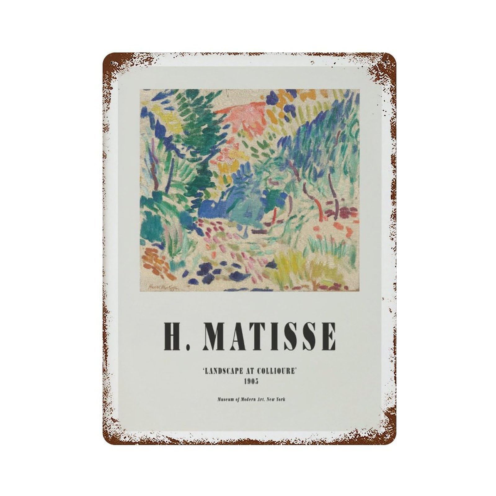 xiaoxiaoshen Henri Matisse Landscape Collioure Expressionism, Home Decor Wall Decor Art Metal Tin Poster Modern Home Decor Art Home Bar Shop Decorations Vintage Sign 40x30cm