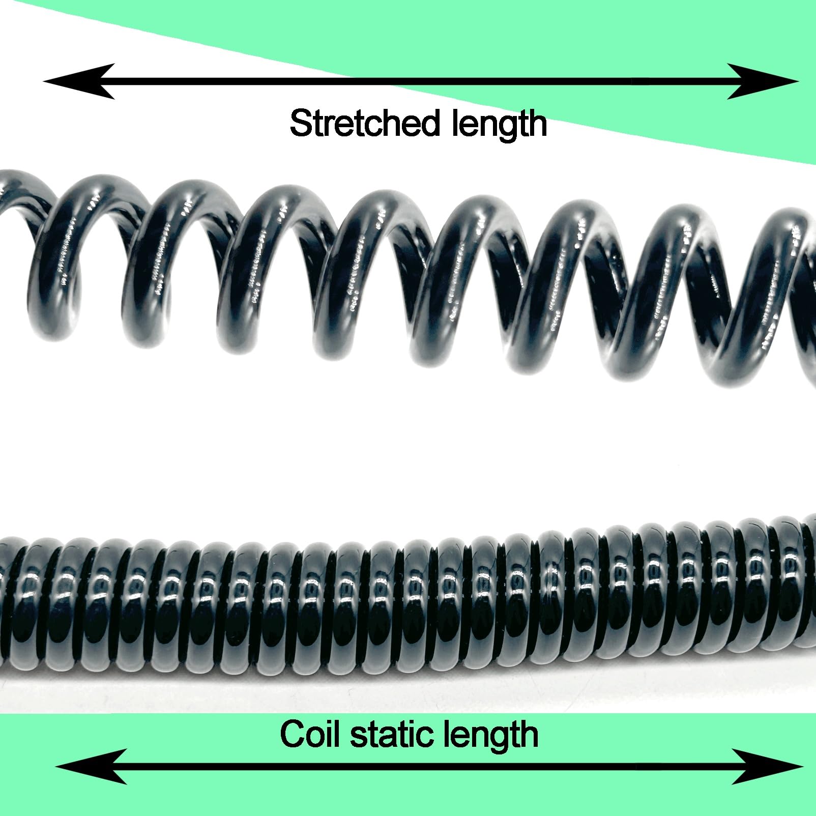 Câble spiralé à 2 conducteurs 18 AWG 0,75 mm², extensible et rétractable, étiré sur 5 mètres, for extérieur rétractable Cordon