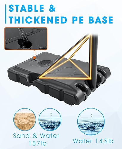 Miniatura 10 de Aro de baloncesto portátil para exteriores, 4.7-6.9 pies4.4-10 pies, aro de baloncesto ajustable para niños y adultos en exterioresinteriores, con