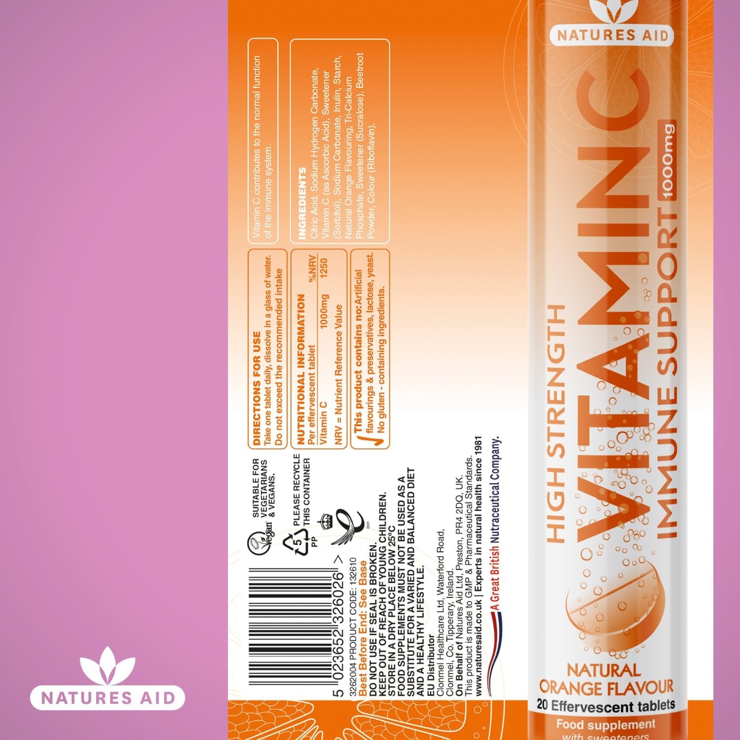 Natures Aid Vitamin C 1000MG Effervescent 20 tablet
