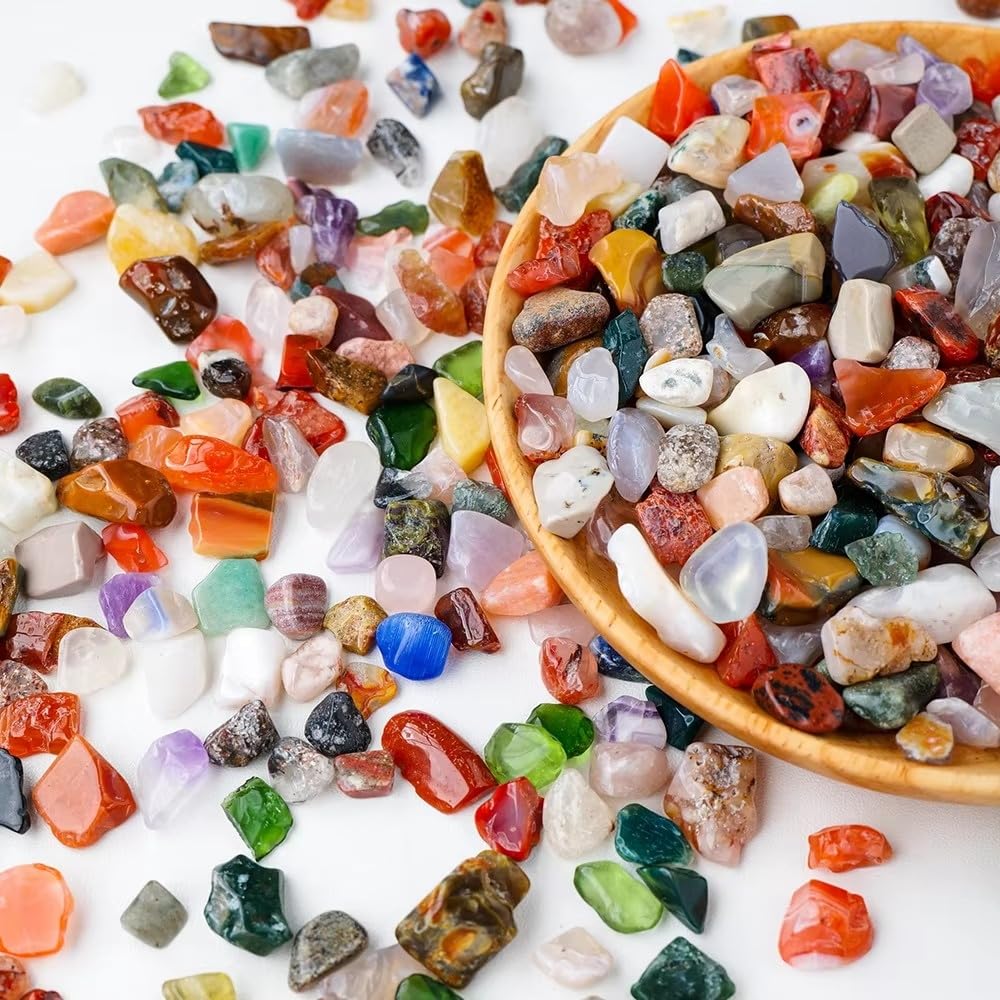 AARTERZZA 200g 3-7mm Bulk Mix Color Gravel Stone Irregular Shaped Quartz Crystal Tumbled for Home Decoration