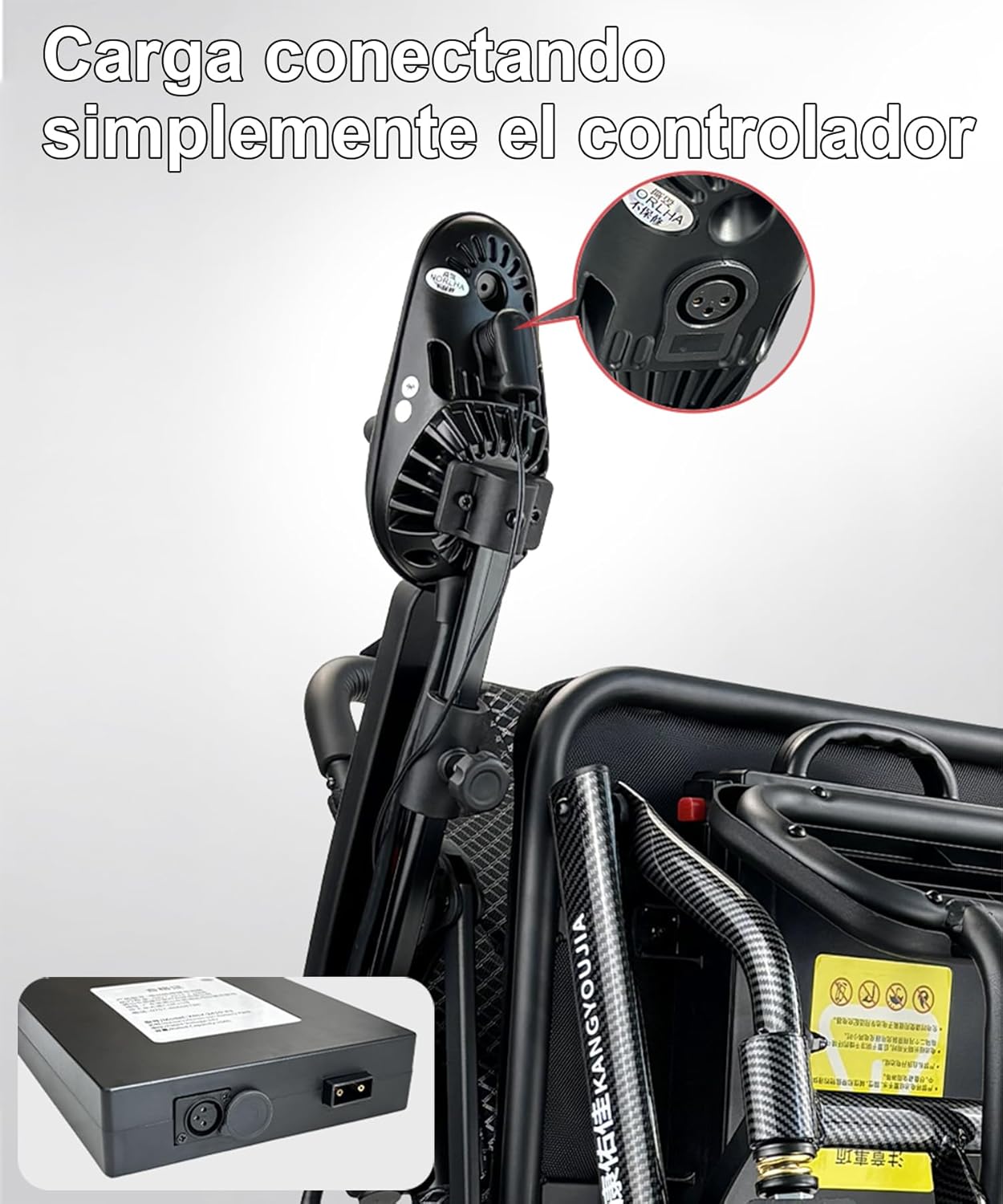 Charging the ByteTecpeak D14 Electric Wheelchair by connecting the controller.