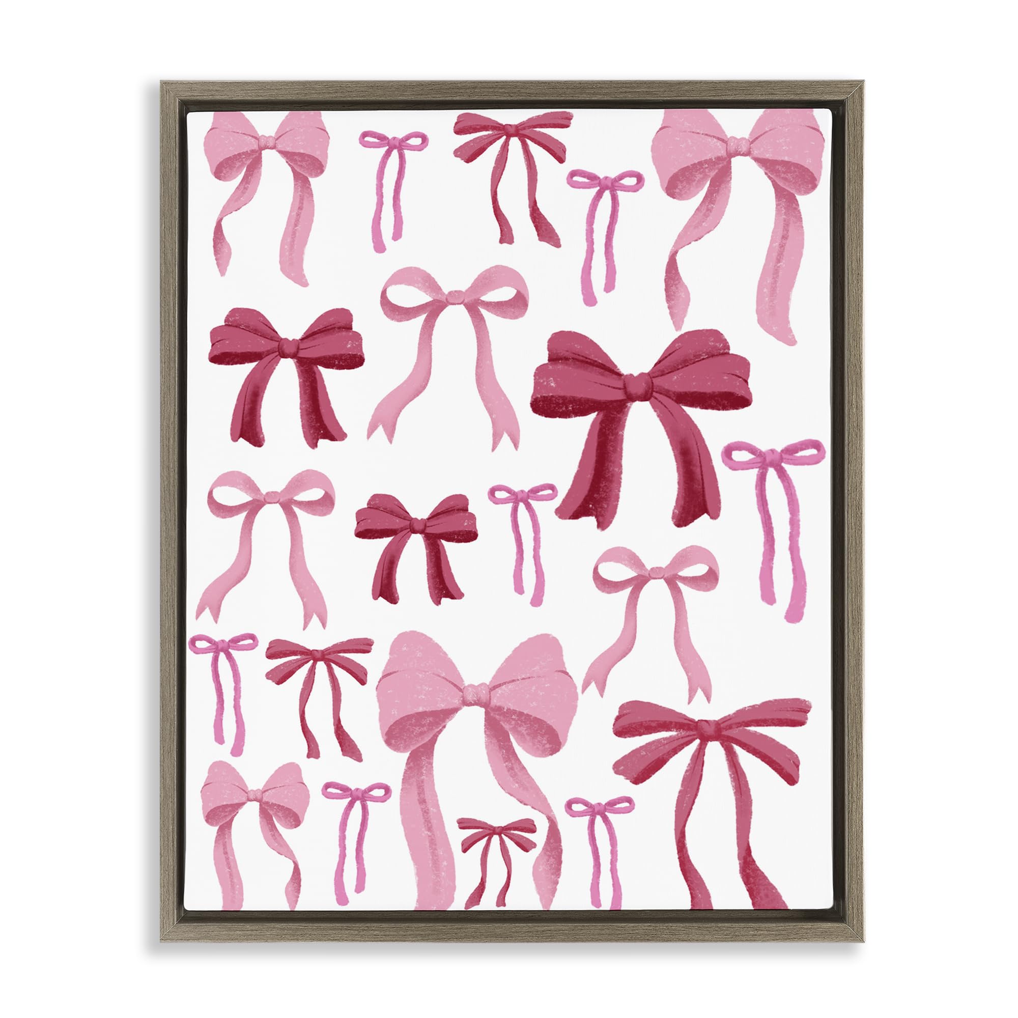 Stupell Industries Montalcino Elm (Textured) Bows All Over Pink Red Glam, 24 X 30 Inch Canvas In Floater Frame