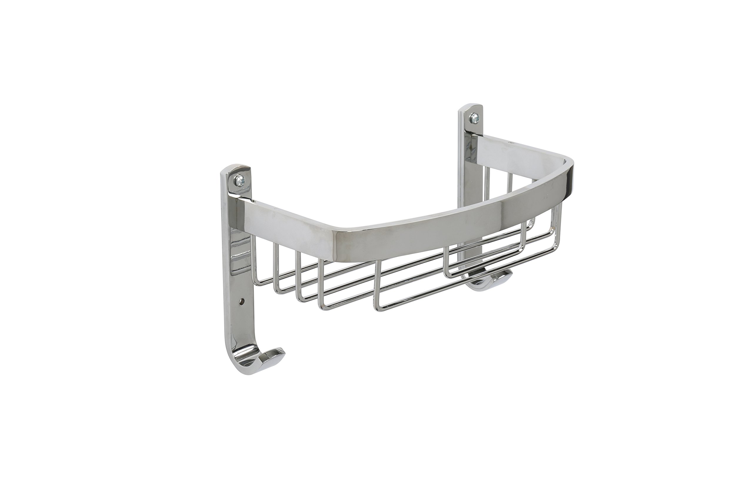 Croydex Aluminium Large Basket - Bathroom Storage Solution with Screw to Wall Fixings, Rust-Free Chrome Shower Caddy, Wall Plugs and Screws Included, Maximum Load 5kg - Elegant Bathroom Accessory