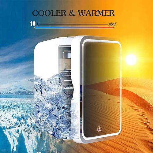 Miniatura 3 de Mini refrigerador portátil para automóvil, con espejo LED, capacidad de 8 litros, mini nevera barata, caliente y frío, refrigerador de doble uso