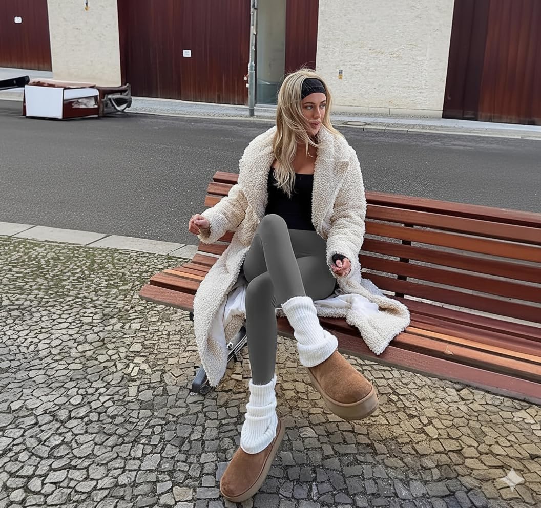 DHSO Warm Fleece Lined Leggings Women with Pockets- Thermal Winter High Waisted Yoga Pants Tummy Control Soft for Workout - Image 2