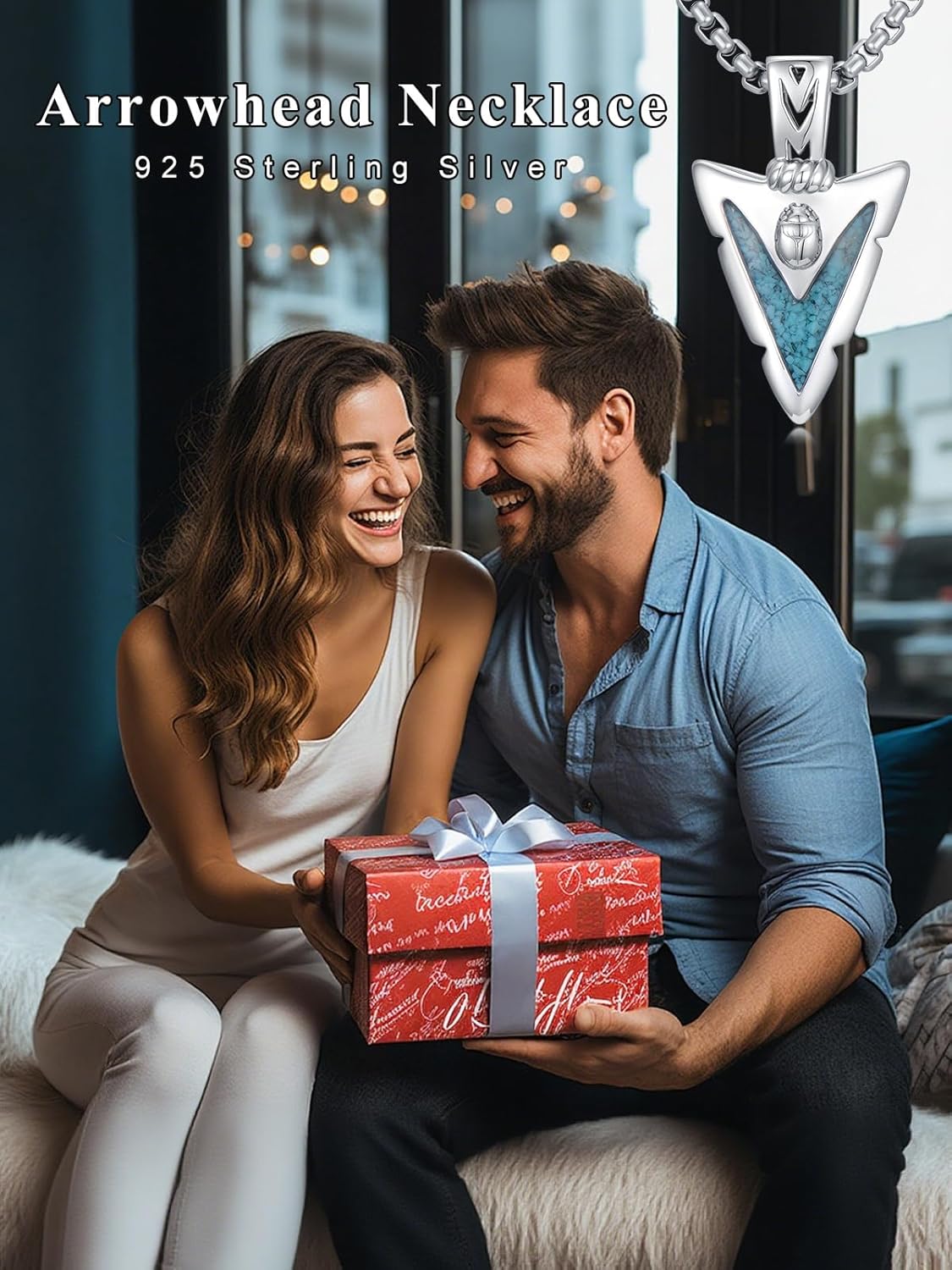 Arrowhead Necklace for Men 925 Sterling Silver Turquoise Abalone Opal Malachite Jewelry Gifts for Men Women - Image 6