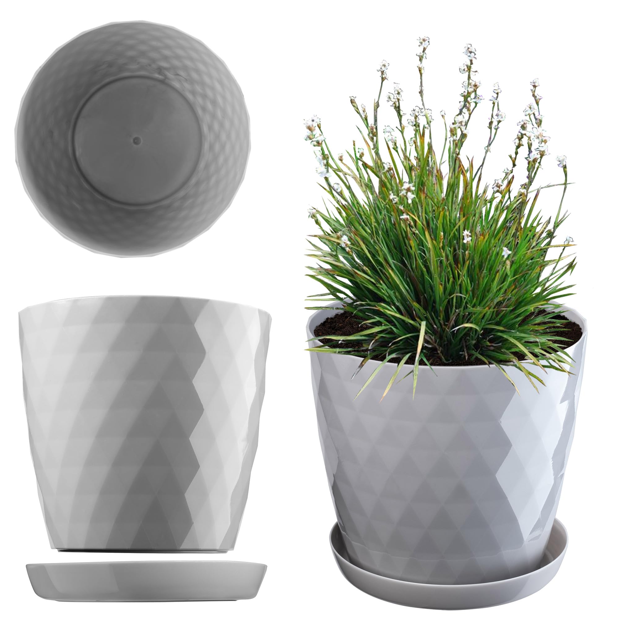KADAX Maceta para Flores, Maceta con Base, Maceta de plástico para Interior, Macetero Redondo, Maceta Decorativa, Maceta Moderna Interior, 12 cm, Morado — view 15