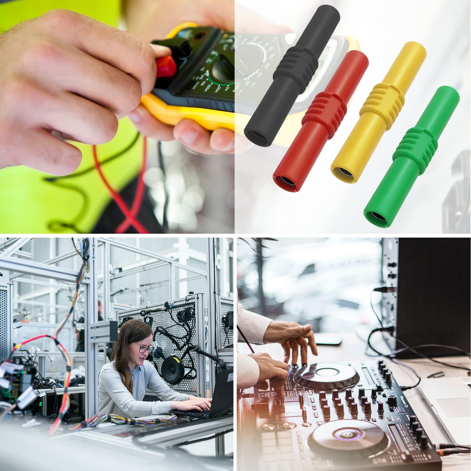 16 Adattatori Banana 4mm Isolati - Femmina-Femmina, 4 Colori, Per Elettronica E Test - Foto 13