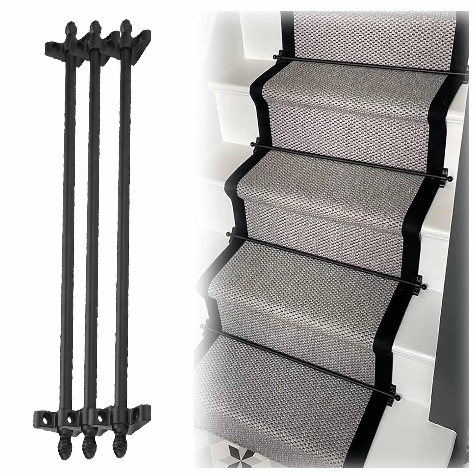 asdchZen Solid Brass Stair Rods For Carpet Runners 38In/97Cm, Fits 24-34In Stairs, Includes Holder Hardware-Durable Stair Carpet Rods For Elegant Home Décor,IPWE06931-12 Pcs-L34in/86cm