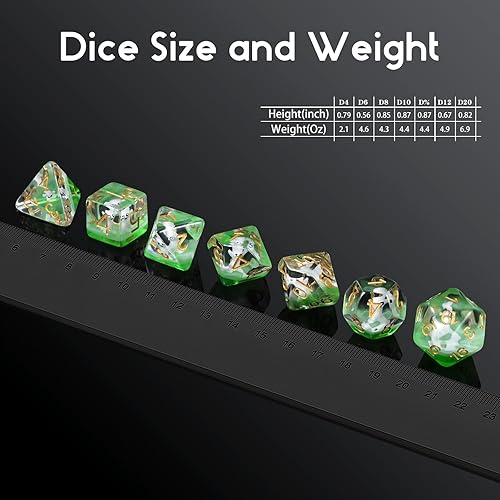 Miniatura 6 de Juego de Dados de Gato Encantador D&D, DNDND 7 Piezas Dados de Resina DND con Bolsa de Terciopelo para Calabozos y Dragones Juegos de Rol y Juegos