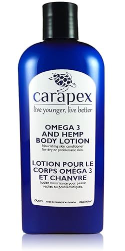 Miniatura 1 de Carapex Natural Omega 3 y loción corporal de cáñamo con manteca de karité, aceite de semilla de cáñamo, mejor para reducir el acné corporal, para
