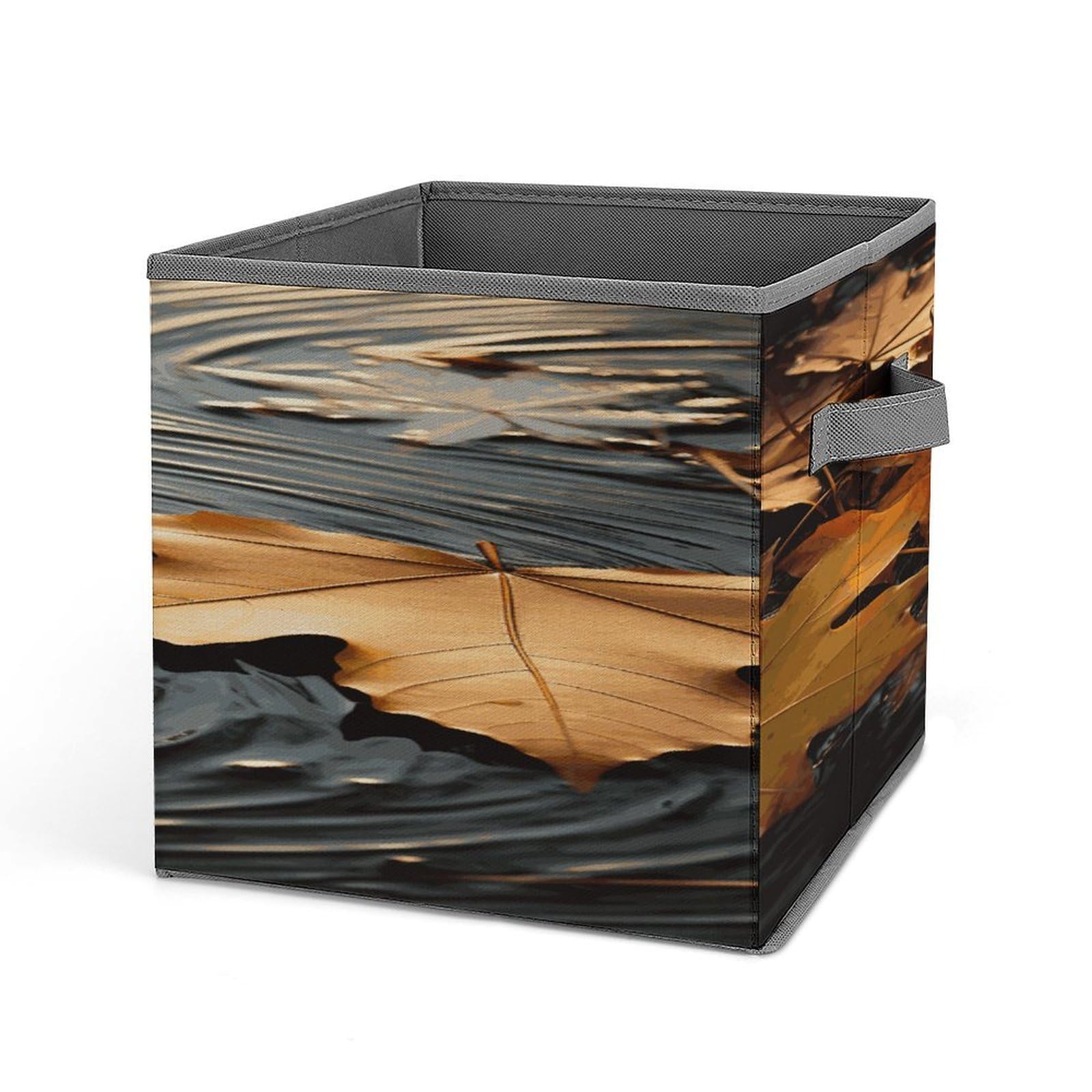 Fodpand Style Fall Leaves Storage Cubes Foldable Decorative Fabric, Storage Bins Baskets With Handles, Closet Organizers And Storage For Home, Office,Closet, Clothes