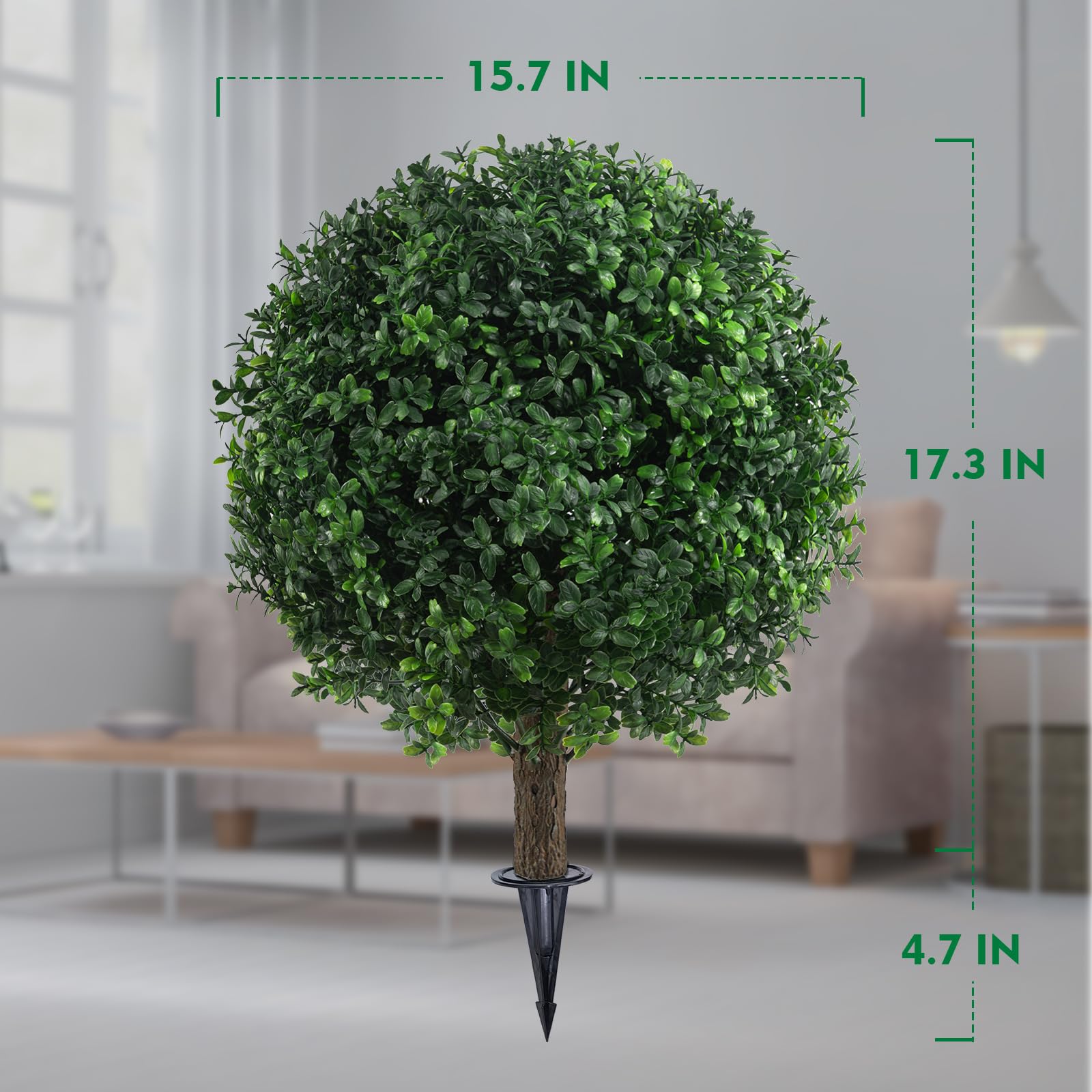 AOKIIE Set di 2 alberi di bosso artificiale per esterni, con picchetto da 55,9 cm, resistenti ai raggi UV, piante di bosso finte, per interni, giardino, cortile, veranda, patio