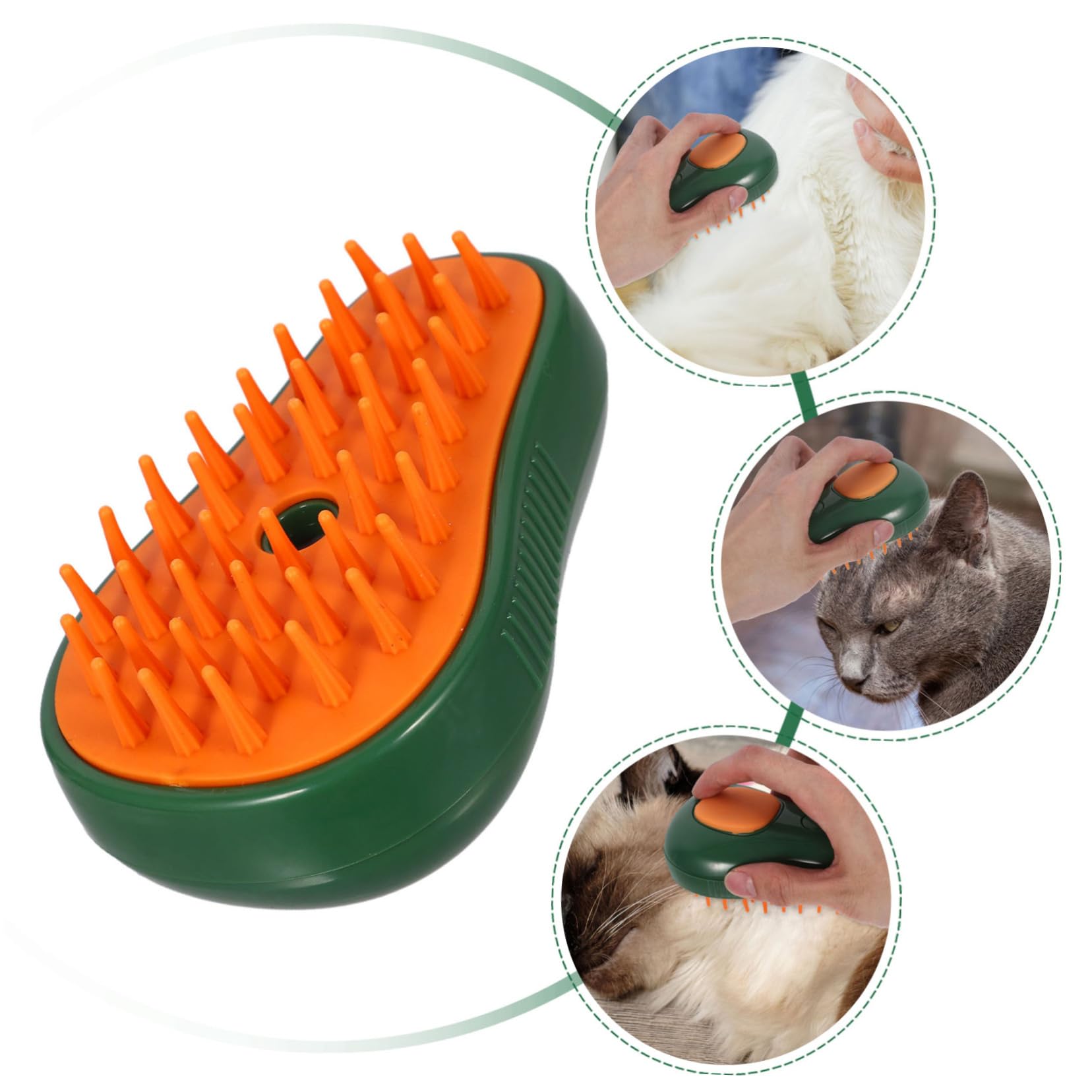 VANZACK 3pièces Brosse à Vapeur Pour Chat Avec Auto-nettoyante Brosse De Toilettage Et Spray De Massage Pour Animaux Pour Bain Petits Animaux