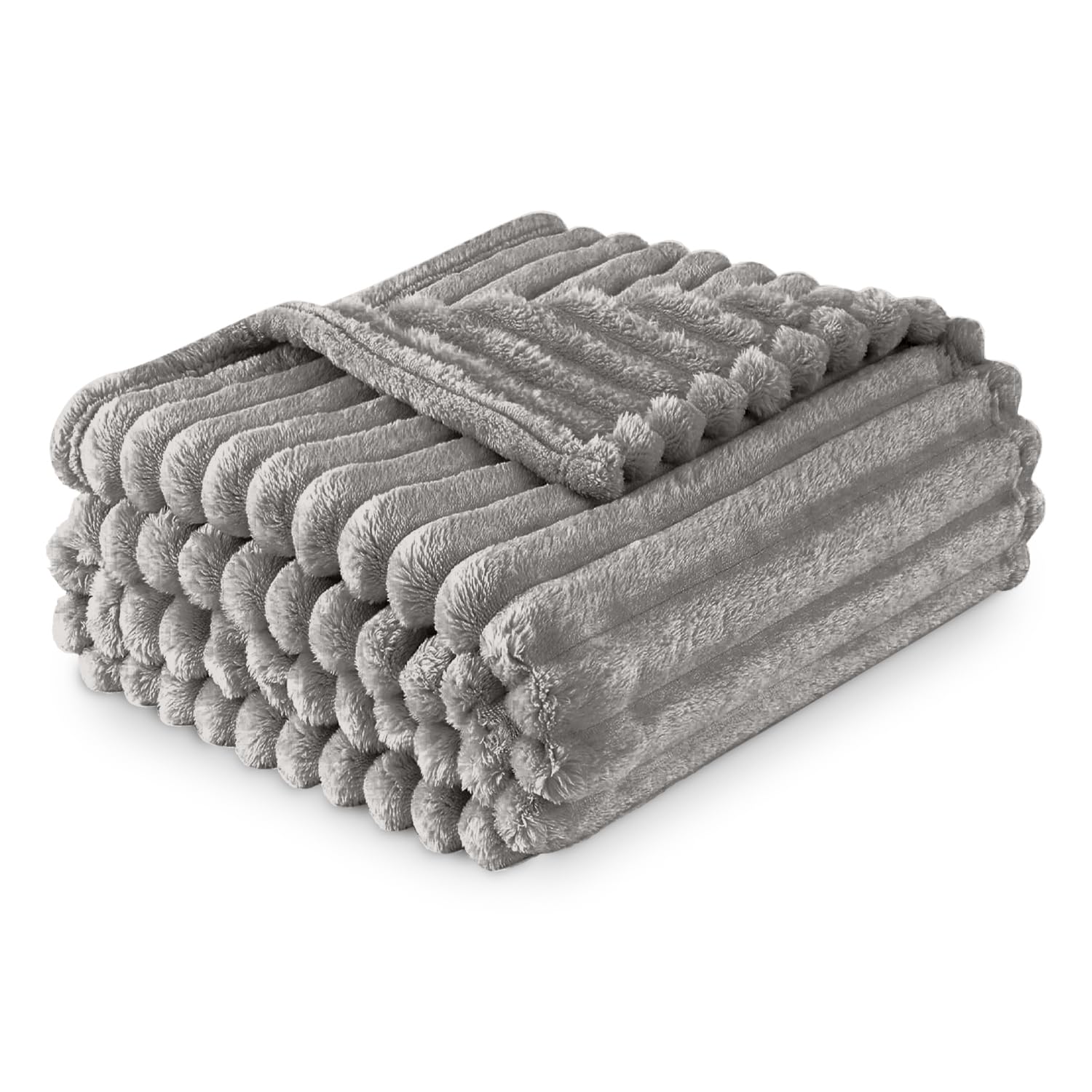 GC GAVENO CAVAILIA Sherpa Fleece Blanket Throw, Thermal Warm & Cosy Fluffy Throws For Sofa Large Bed Couch, Thick Blanket Ribbed Fur Throw 150 x 200 Cm, Grey — image 1