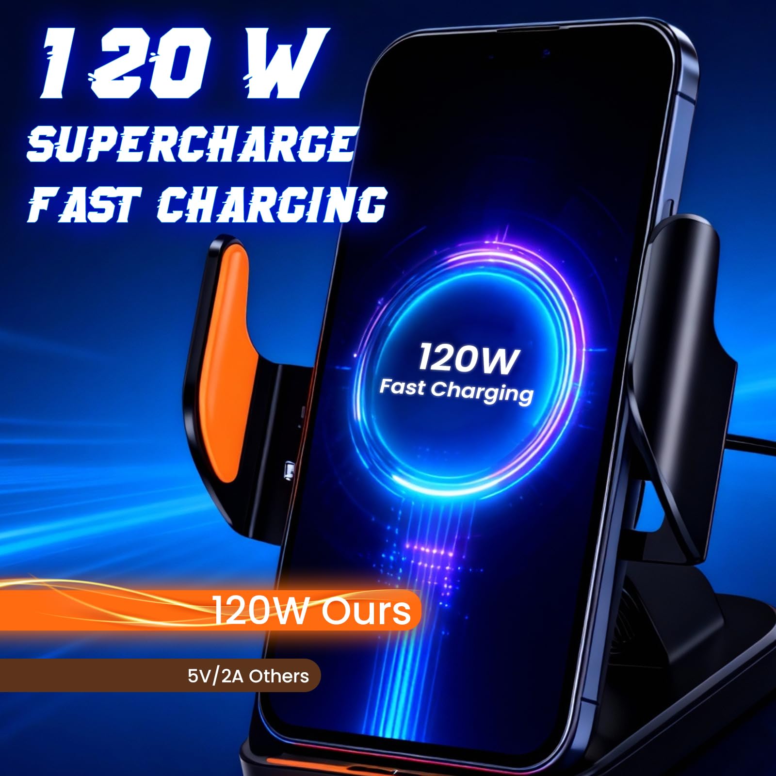 Caricabatterie da auto wireless veloce Supporto per telefono di ricarica wireless per navigazione magnetica per auto Supporto per telefono automatico Smart Sensor Bloccaggio rotante con stazione di