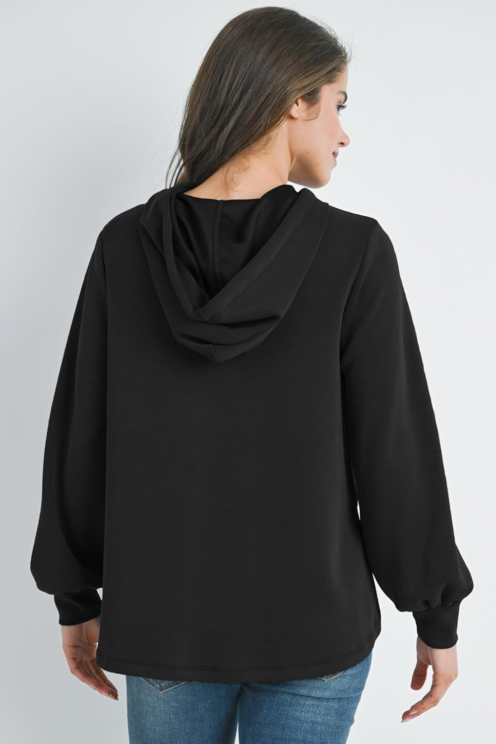 LaClef Womens Maternity Oversized Pullover Hoodie Side Slit Fleece Sweater