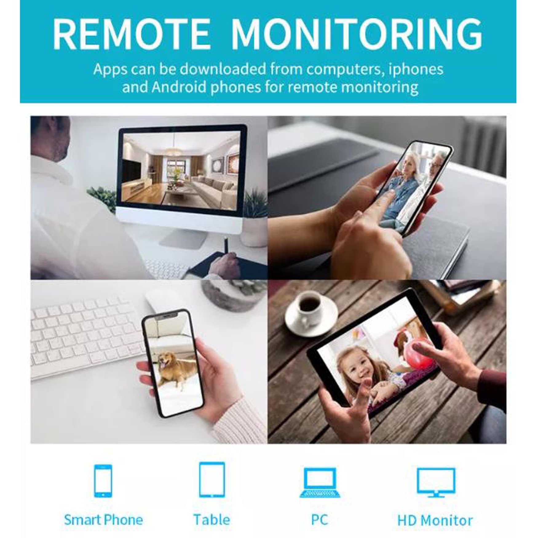 AKAVIG Sistema de cámara de seguridad inalámbrica WiFi de 16 canales de 4 MP con 8 cámaras de doble lente, kit NVR de vigilancia CCTV para interiores y exteriores con visión nocturna a color,