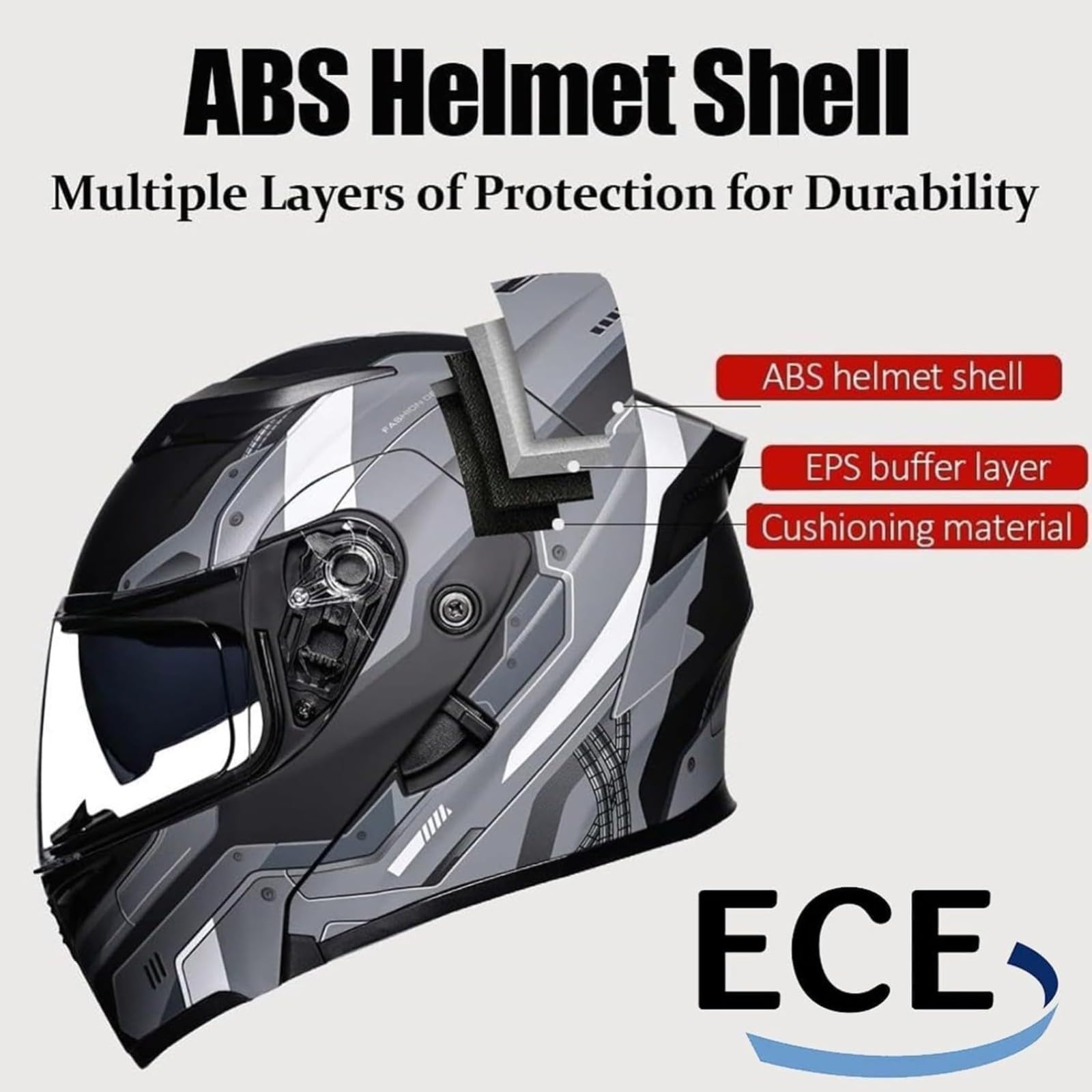 Kask motocyklowy integralny, z wbudowanym mikrofonem do automatycznej reakcji, kask szczękowy z certyfikatem ECE z kaskiem motocyklowym Bluetooth, kask z podwójnym wizjerem I, rozmiar XXL = 63