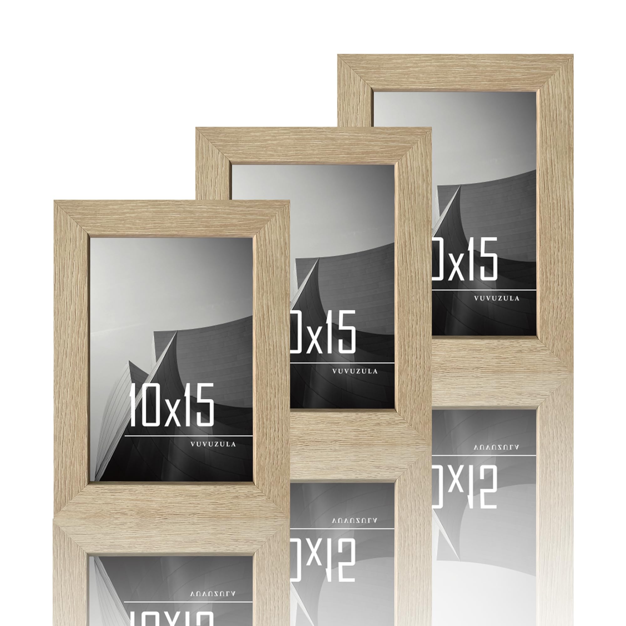 VUVUZULA Bilderrahmen 10x15cm Schwarz Holz Fotorahmen 4x6 Zoll Holzrahmen MDF Rahmen 10x15cm 3er Set