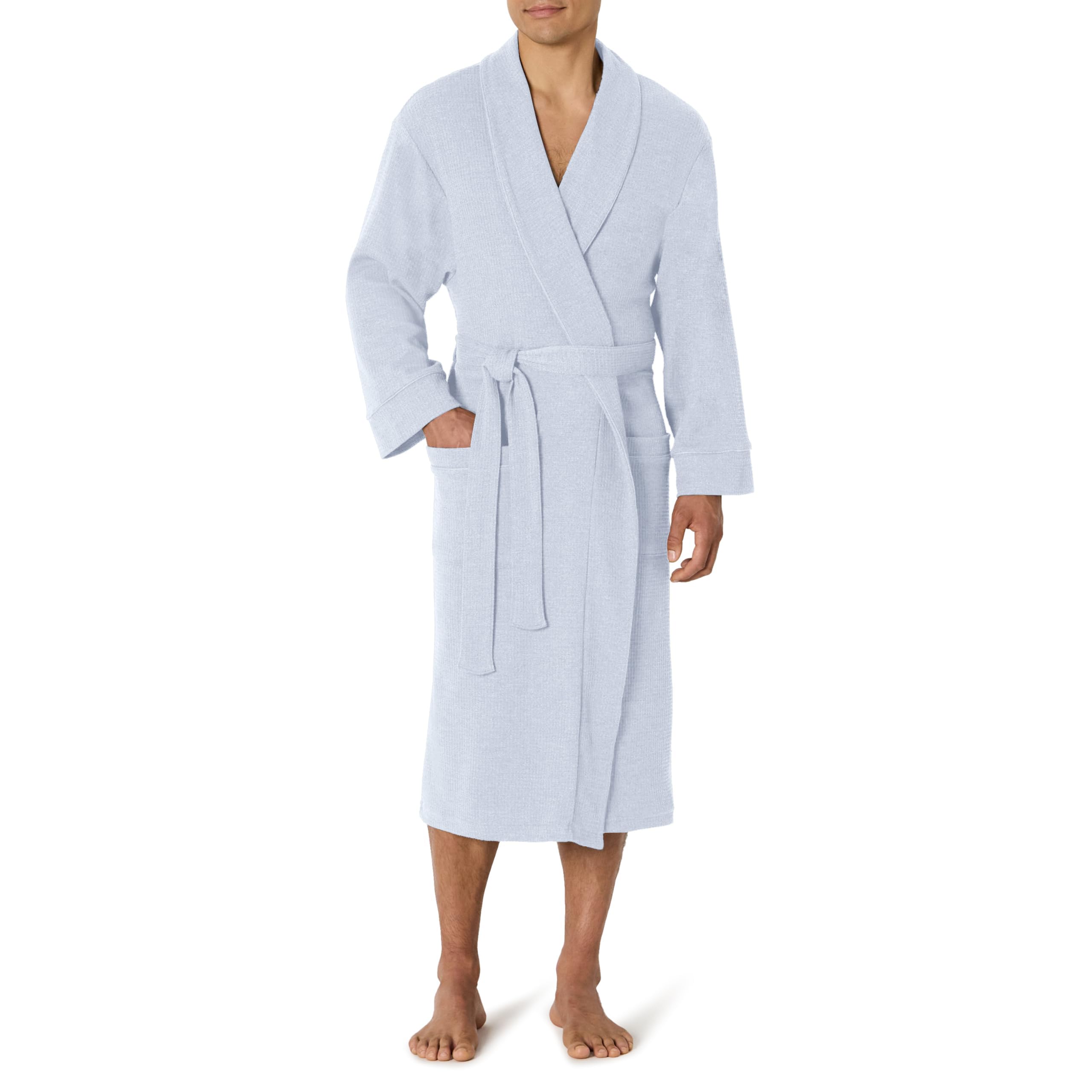 Amazon Essentials Men's Lightweight Cotton Waffle Bath Robe, Mid-Length Loungewear (Available in Big &amp; Tall)