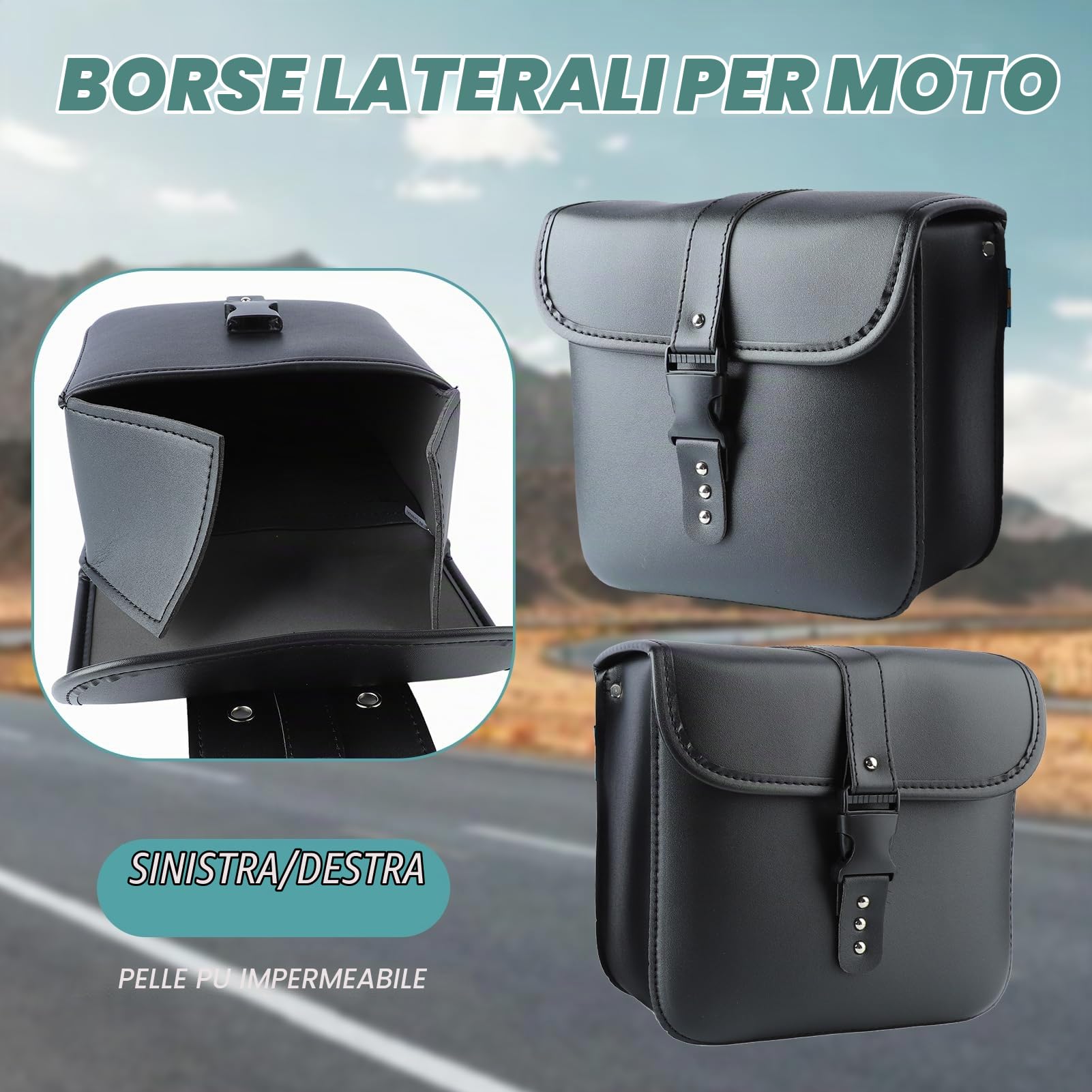 1 Paio di Borse Laterali Per Moto Borsa Per Attrezzi Laterale in Pelle PU Borse Portaoggetti Per Moto Borsa Per Attrezzi