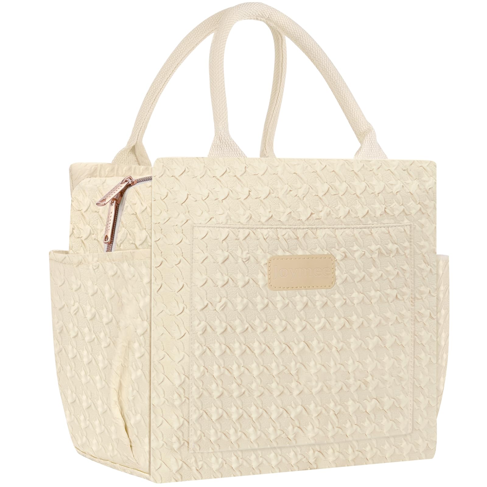 Joymee Lunch Bag Women Insulated Lunch Box Reusable Leakproof Large Spacious Cooler Tote for Women Men Adult with Bottle Holder and Side Pockets for Work Office Travel Picnic - B-Beige