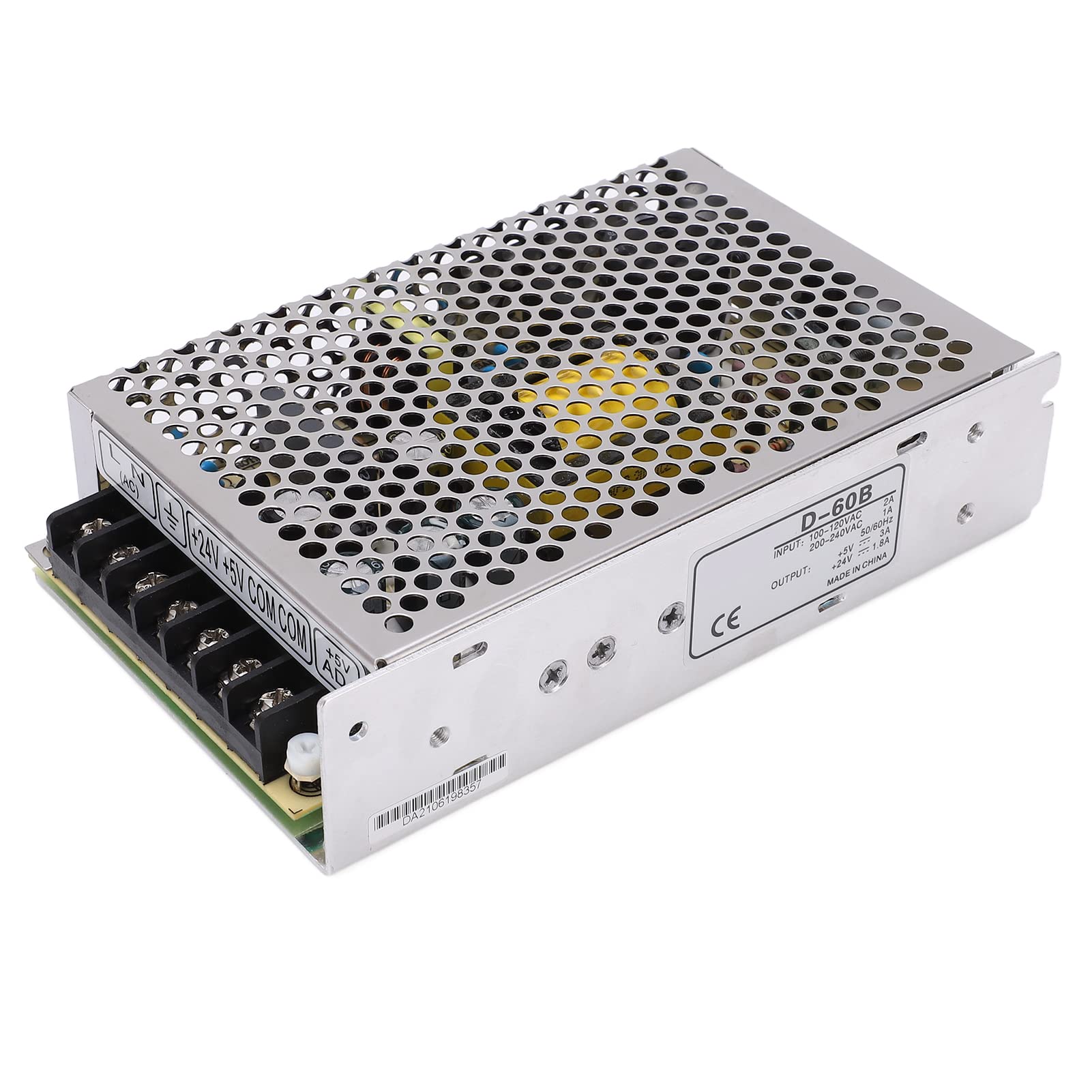 Fafeicy Alimentatore D-60B DC a Doppia Uscita 5V 24V con Protezione Sovraccarico e Cassetta di Giunzione per Macchinari Elettronici